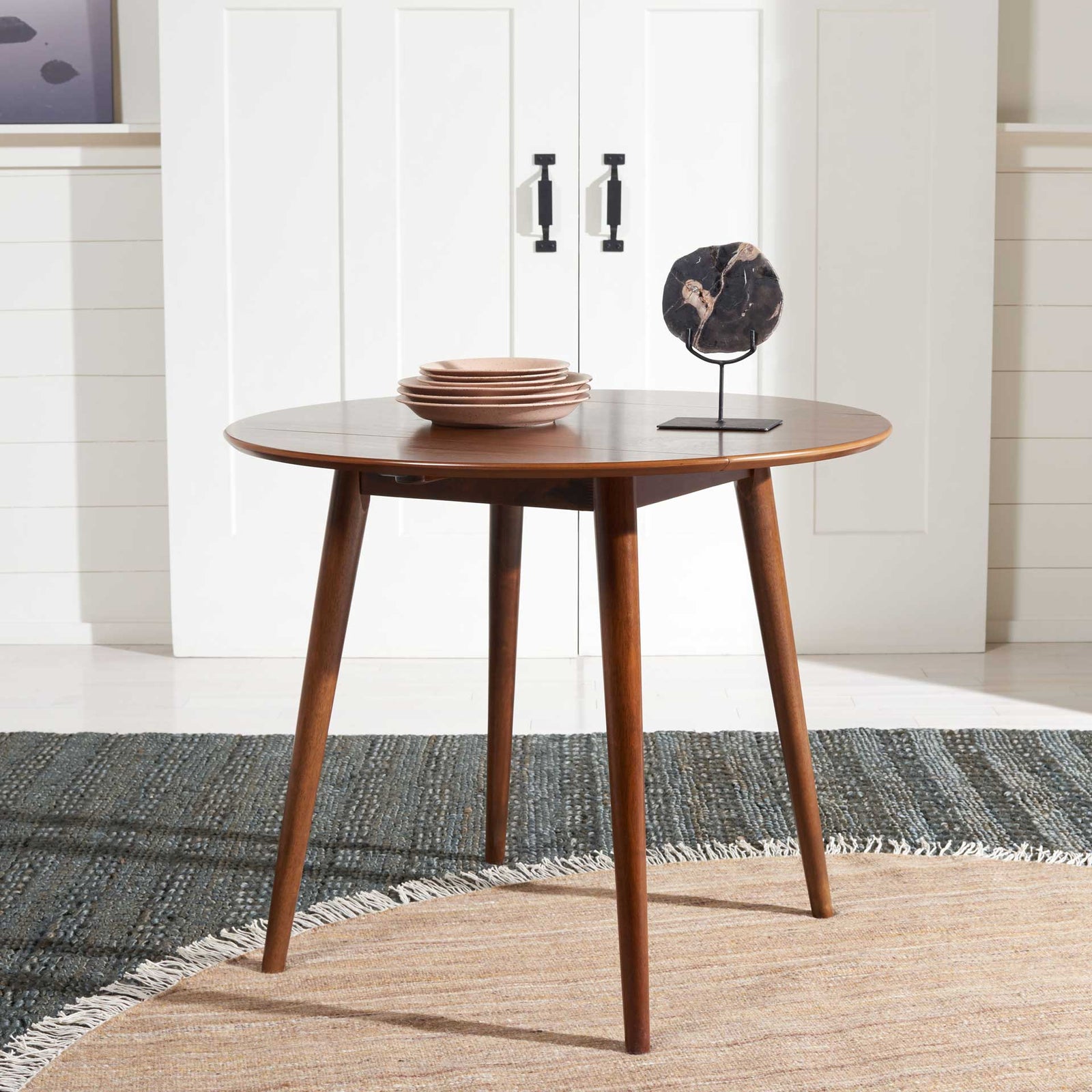 Loni Folding Round Dining Table Walnut