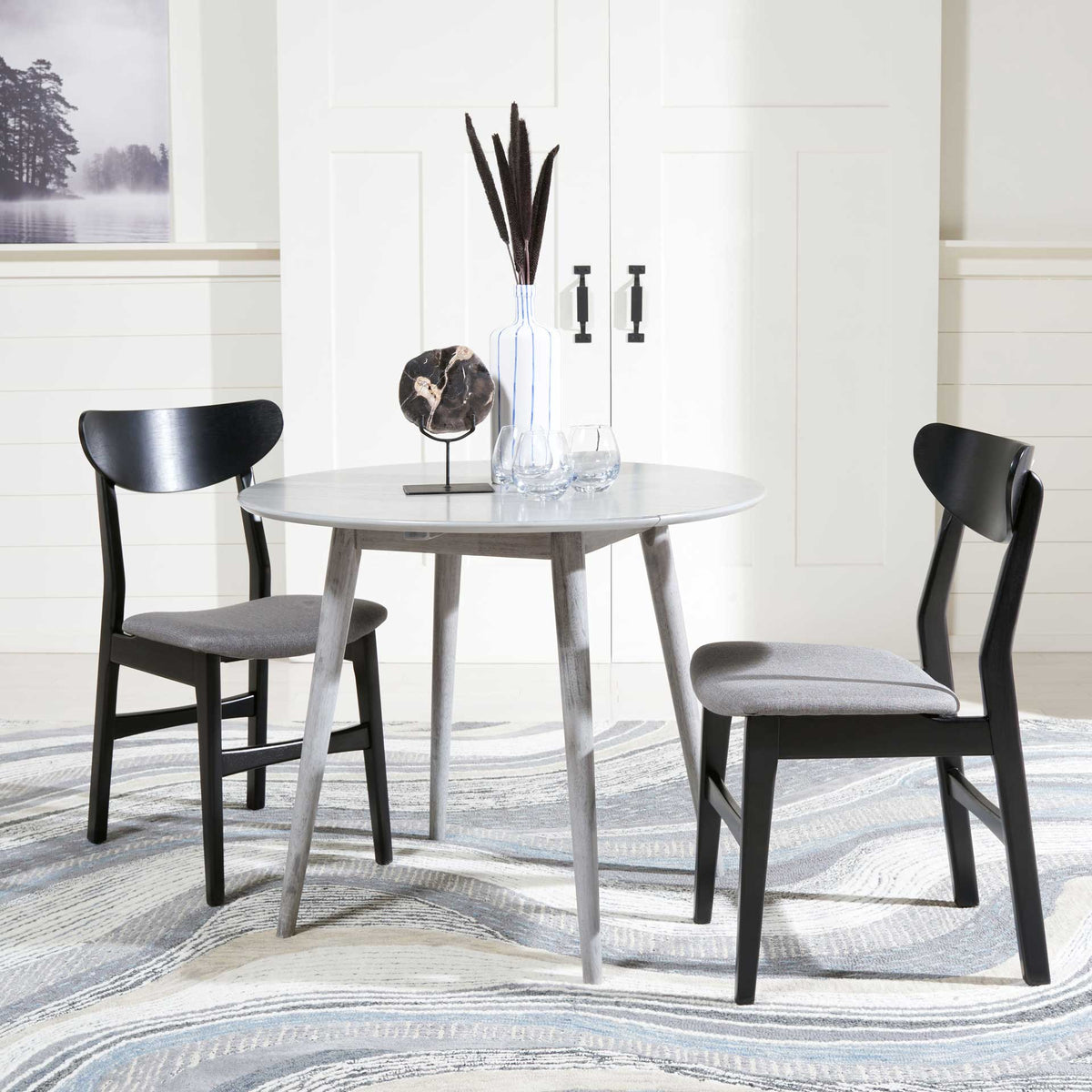 Loni Folding Round Dining Table Dark Gray