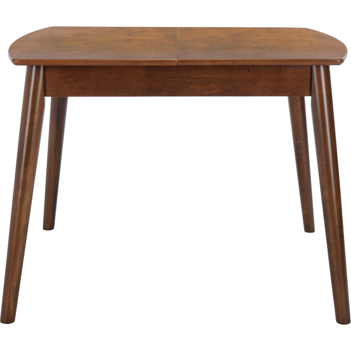 Softly rounded edges and tapered legs give this walnut-finished dining table midcentury charm. || DTB1402A || front_studio