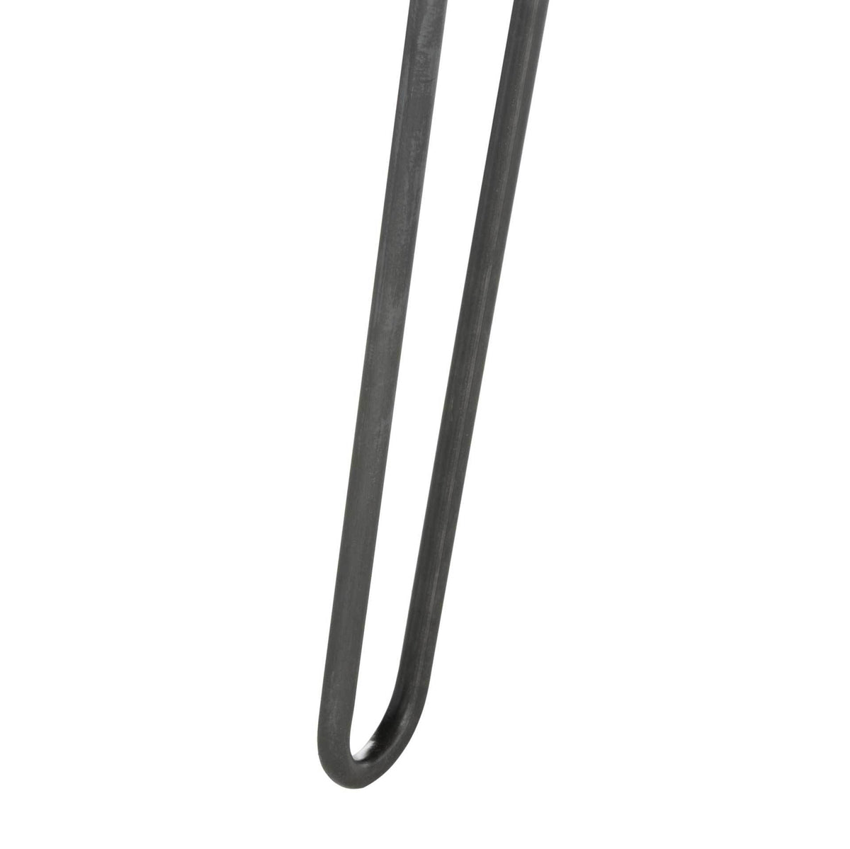 Slender black iron hairpin leg forms a rounded foot for airy support