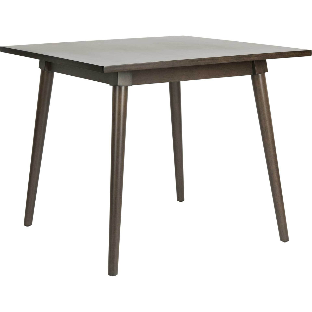 Clean-lined apron and angled legs give this gray walnut dining table mid-century charm. || DTB9200B || front_angle_studio