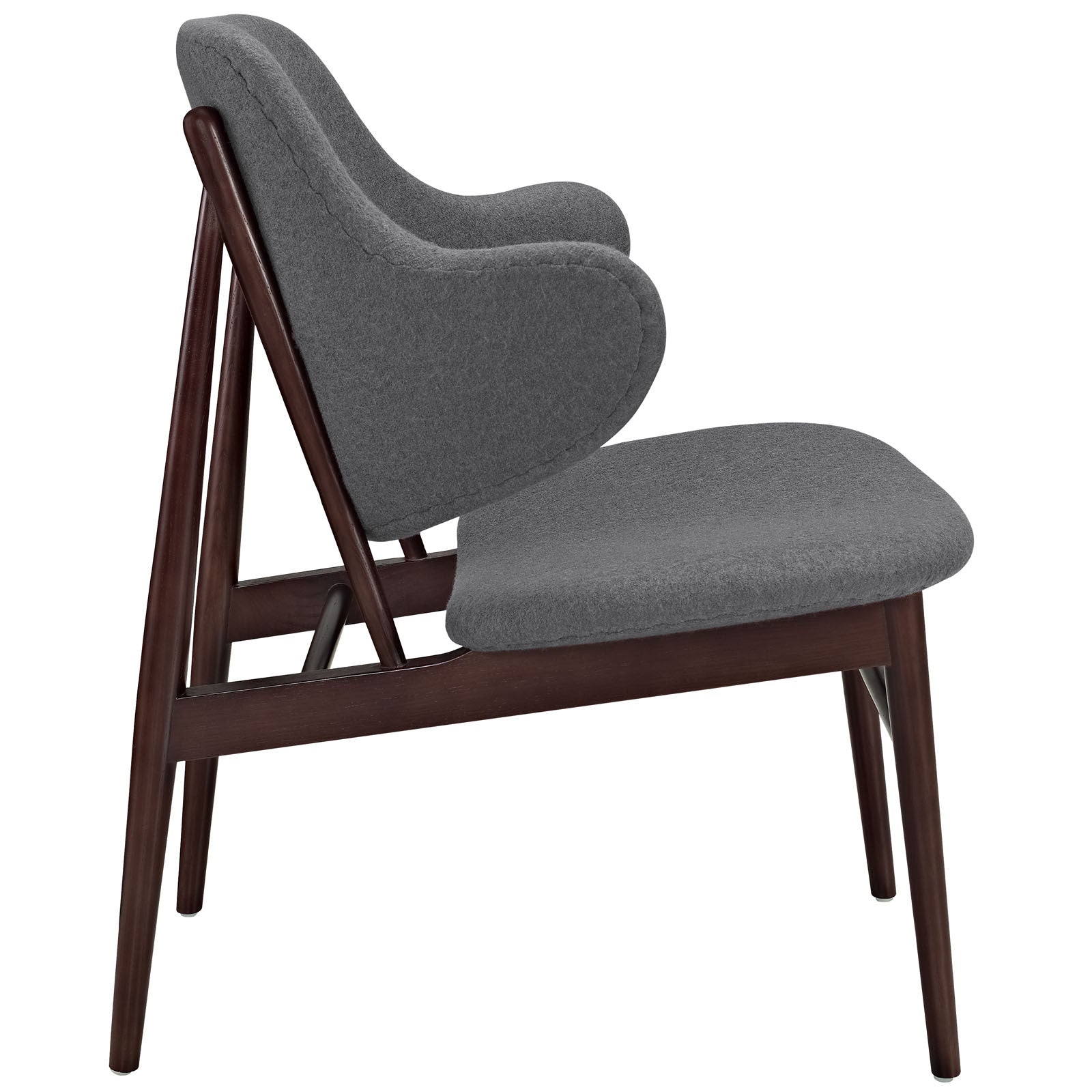 Cicely Wood Lounge Chair Dark Gray