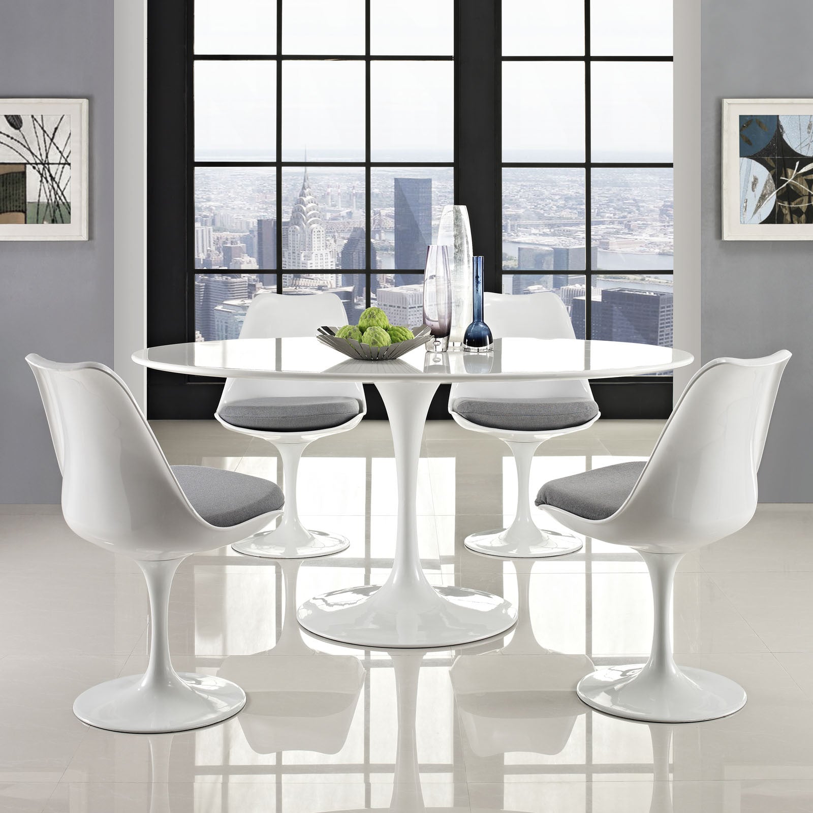 Lore Oval Dining Table White