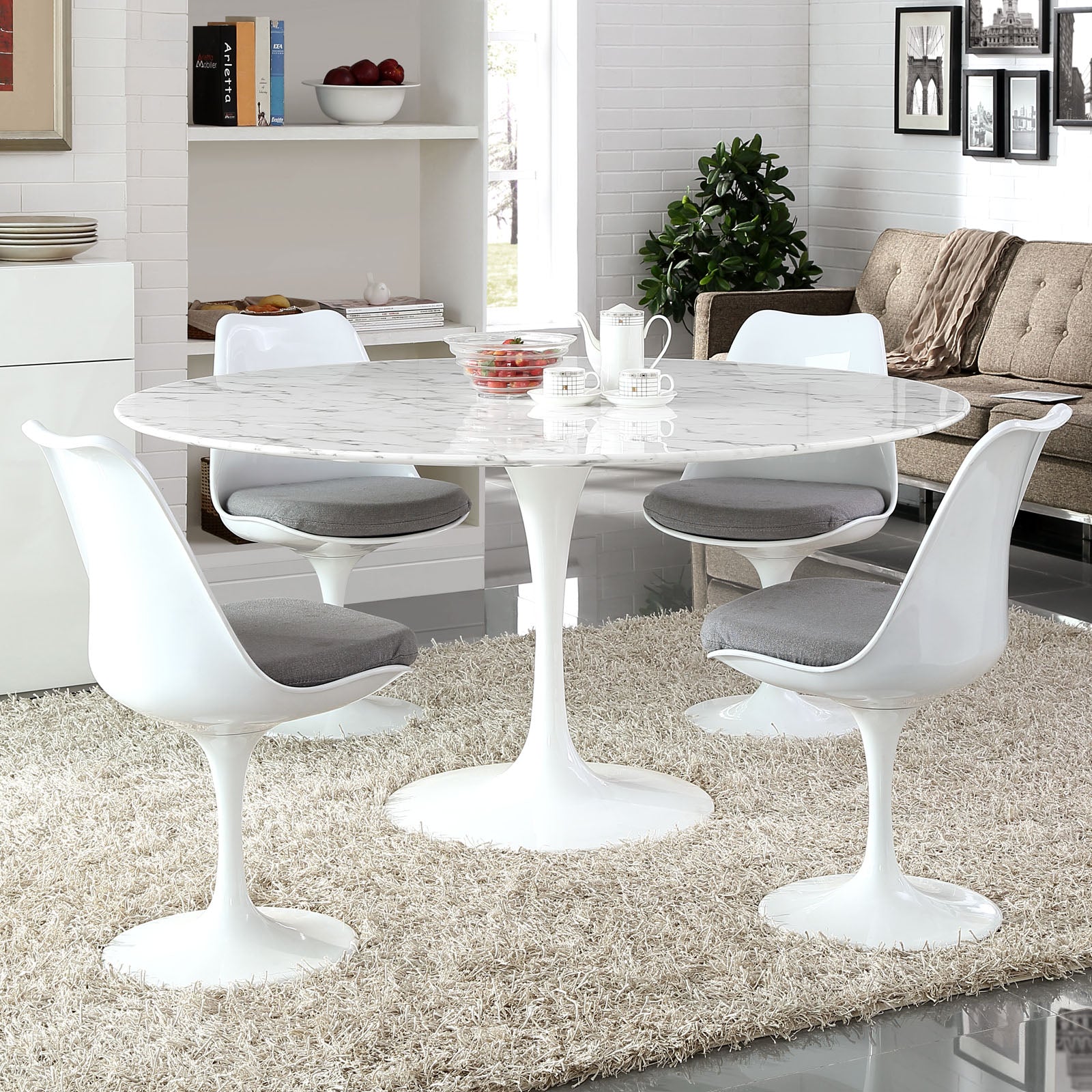 Lore Round Dining Table Faux Marble Froy