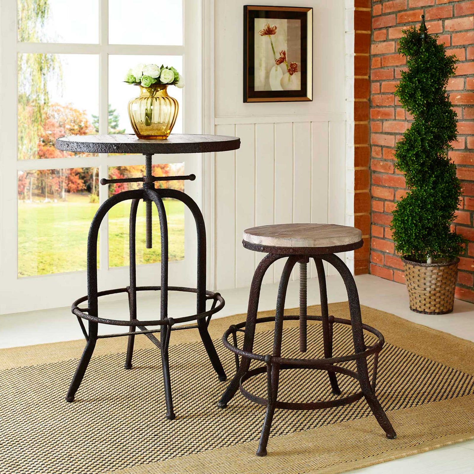 Cosma Wood Top Bar Stool Brown