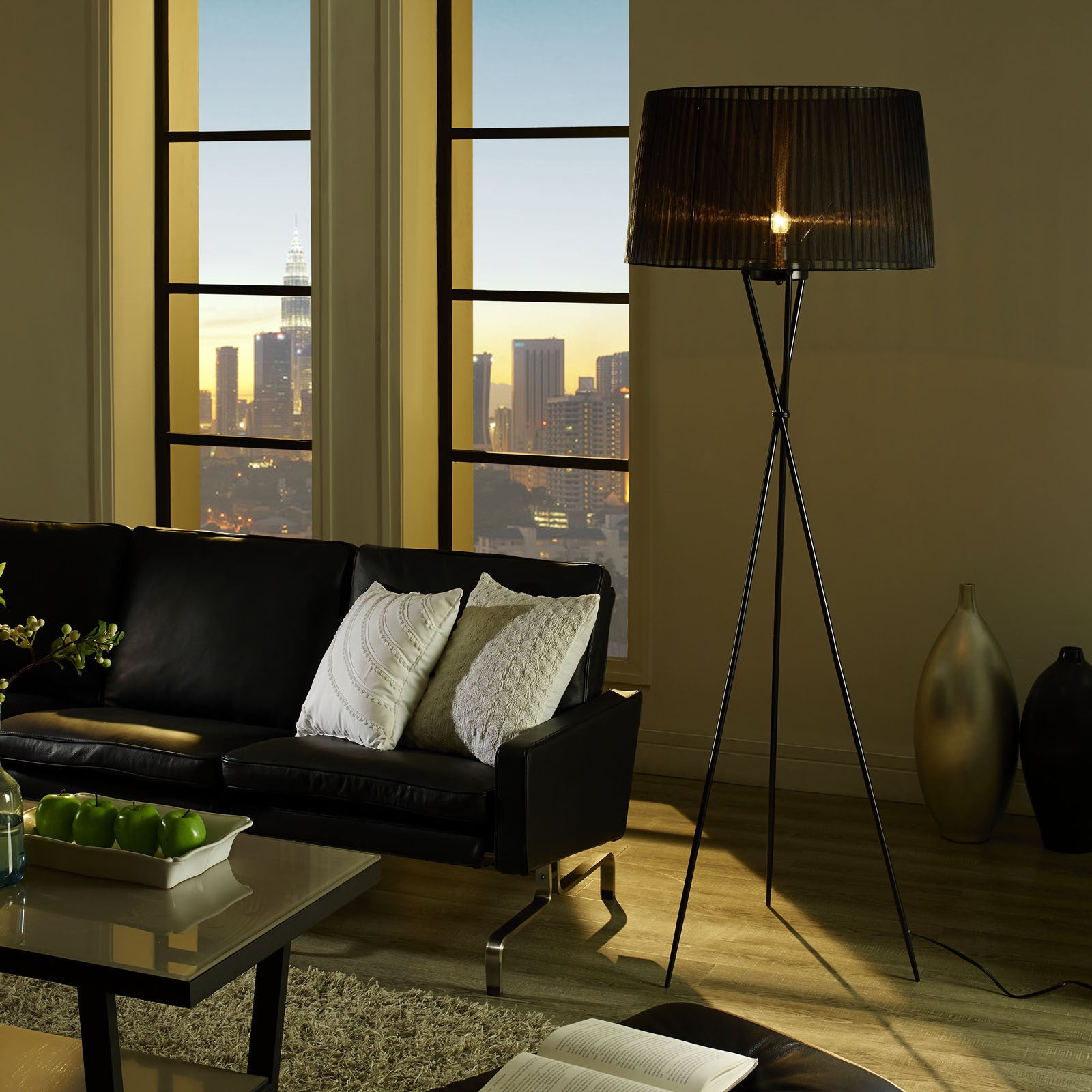 Twin Floor Lamp Black