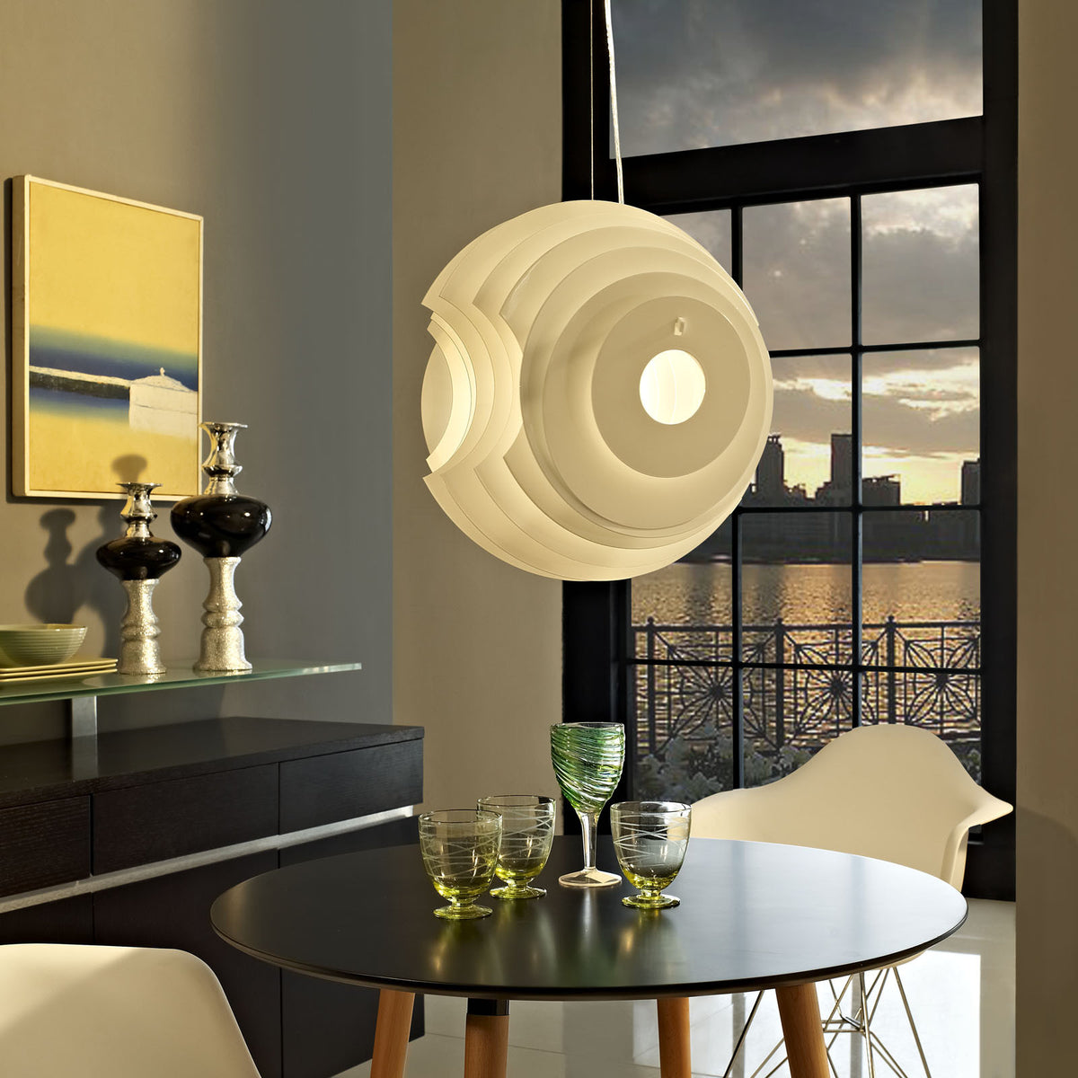 Fishes Aluminum Pendant Light White