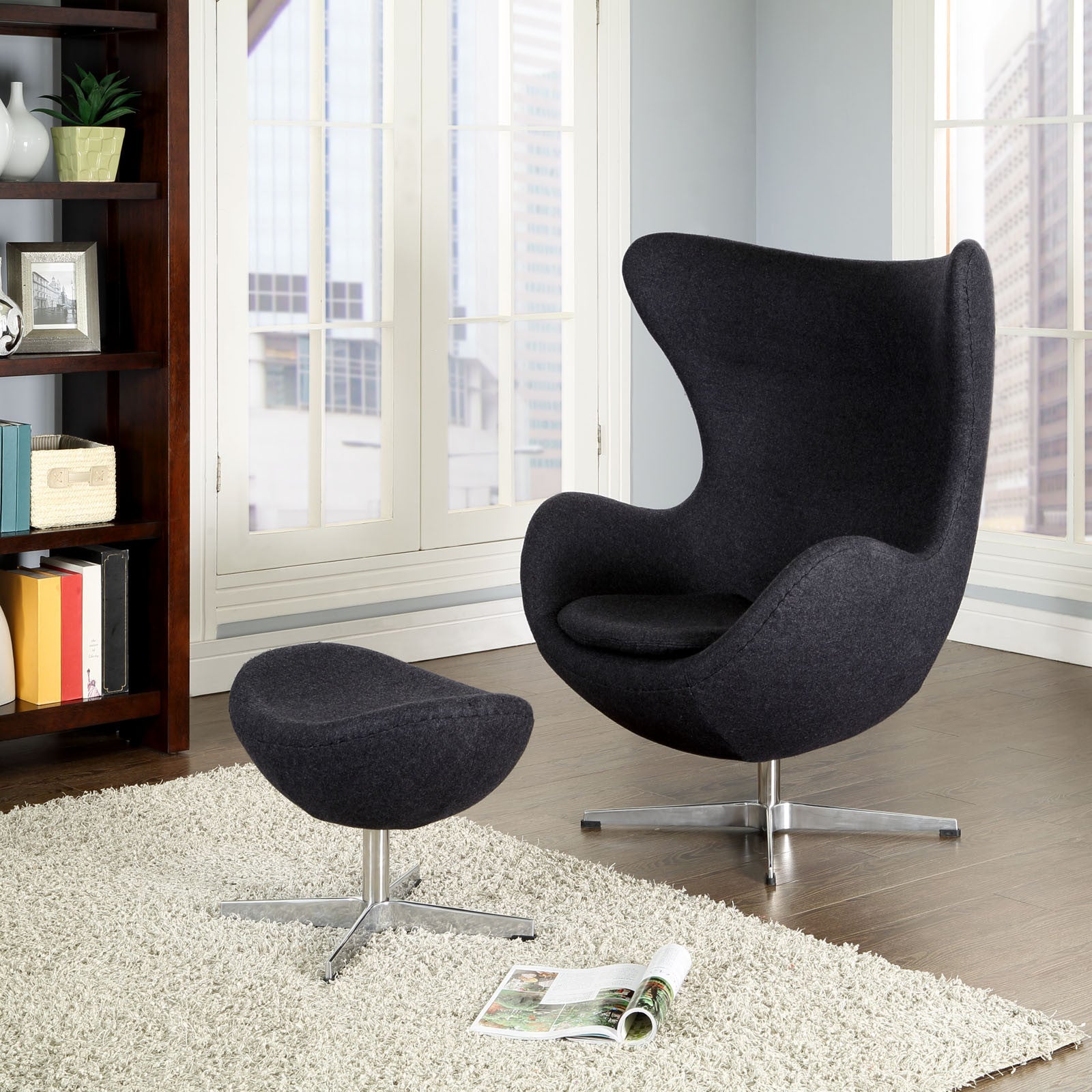 Grand Wool Lounge Chair Dark Gray