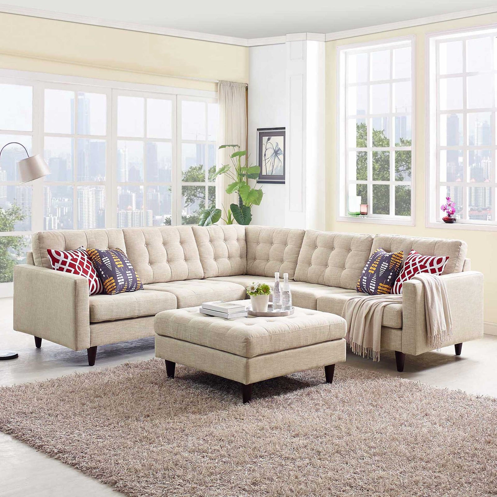 Era Fabric Corner Sectional Sofa Beige