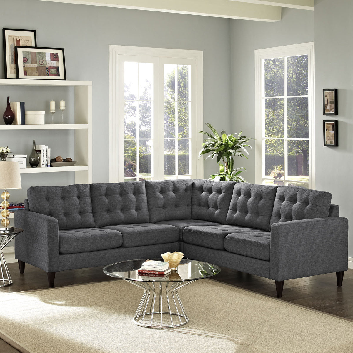 Era Fabric Corner Sectional Sofa Gray