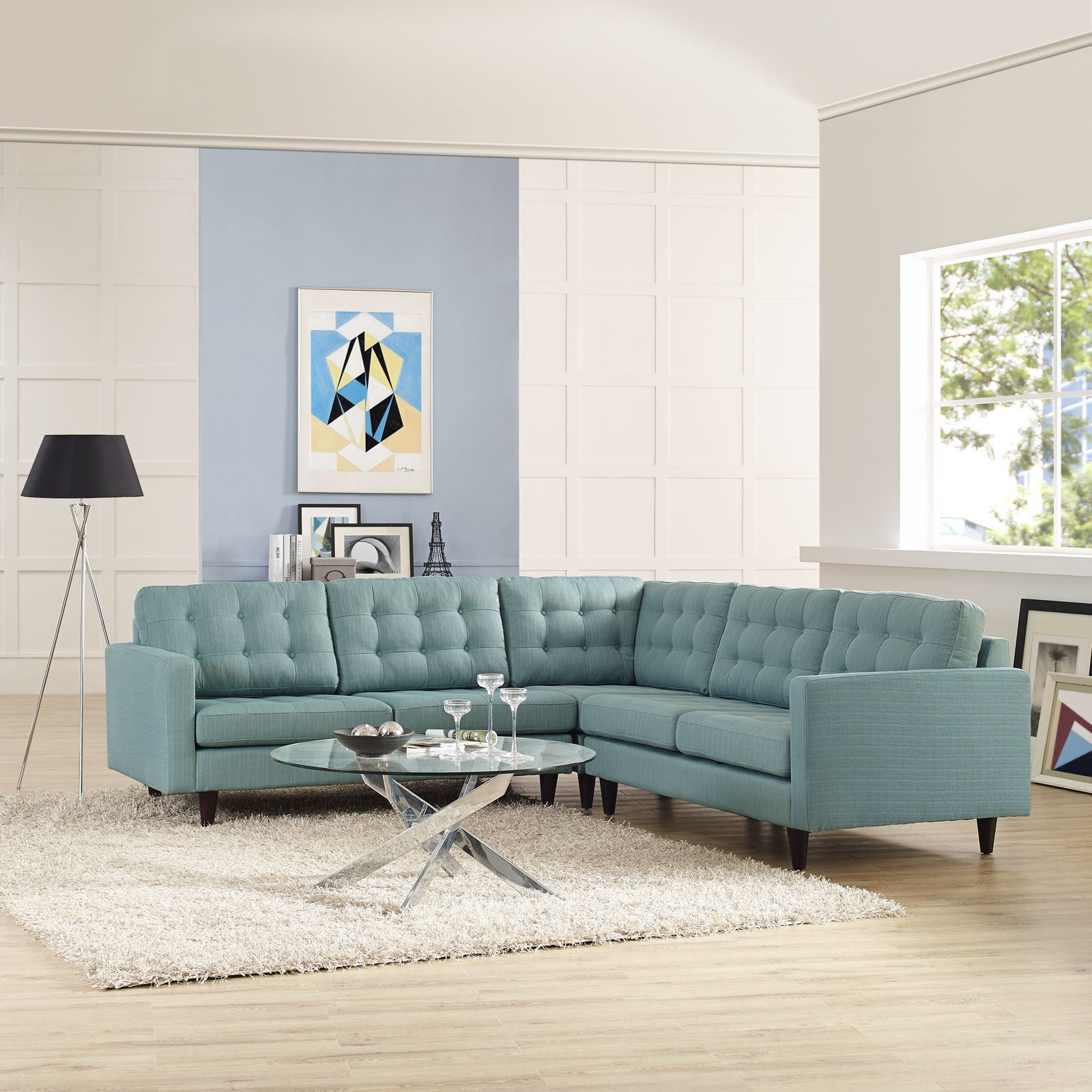 Era Fabric Corner Sectional Sofa Laguna
