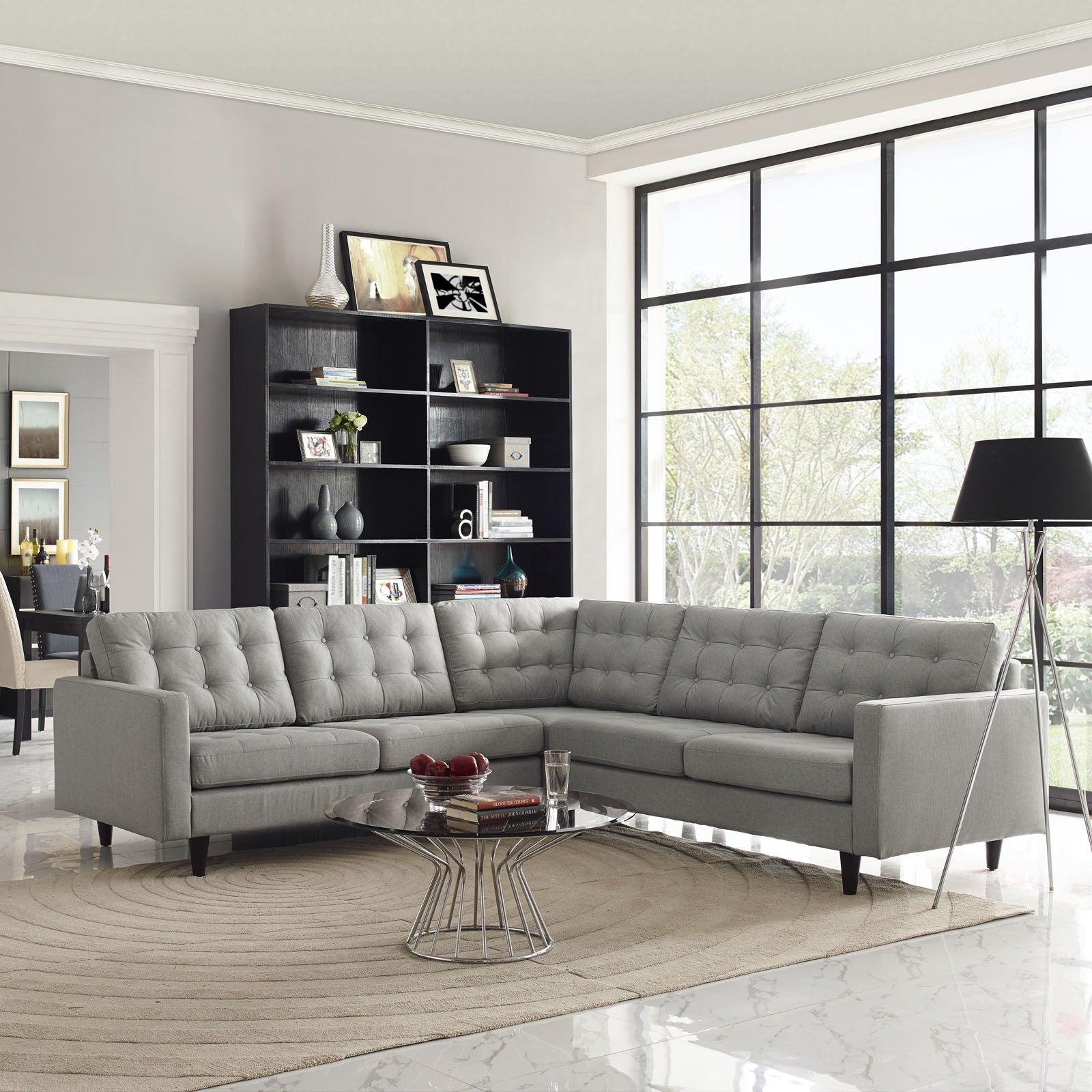 Era Fabric Corner Sectional Sofa Light Gray