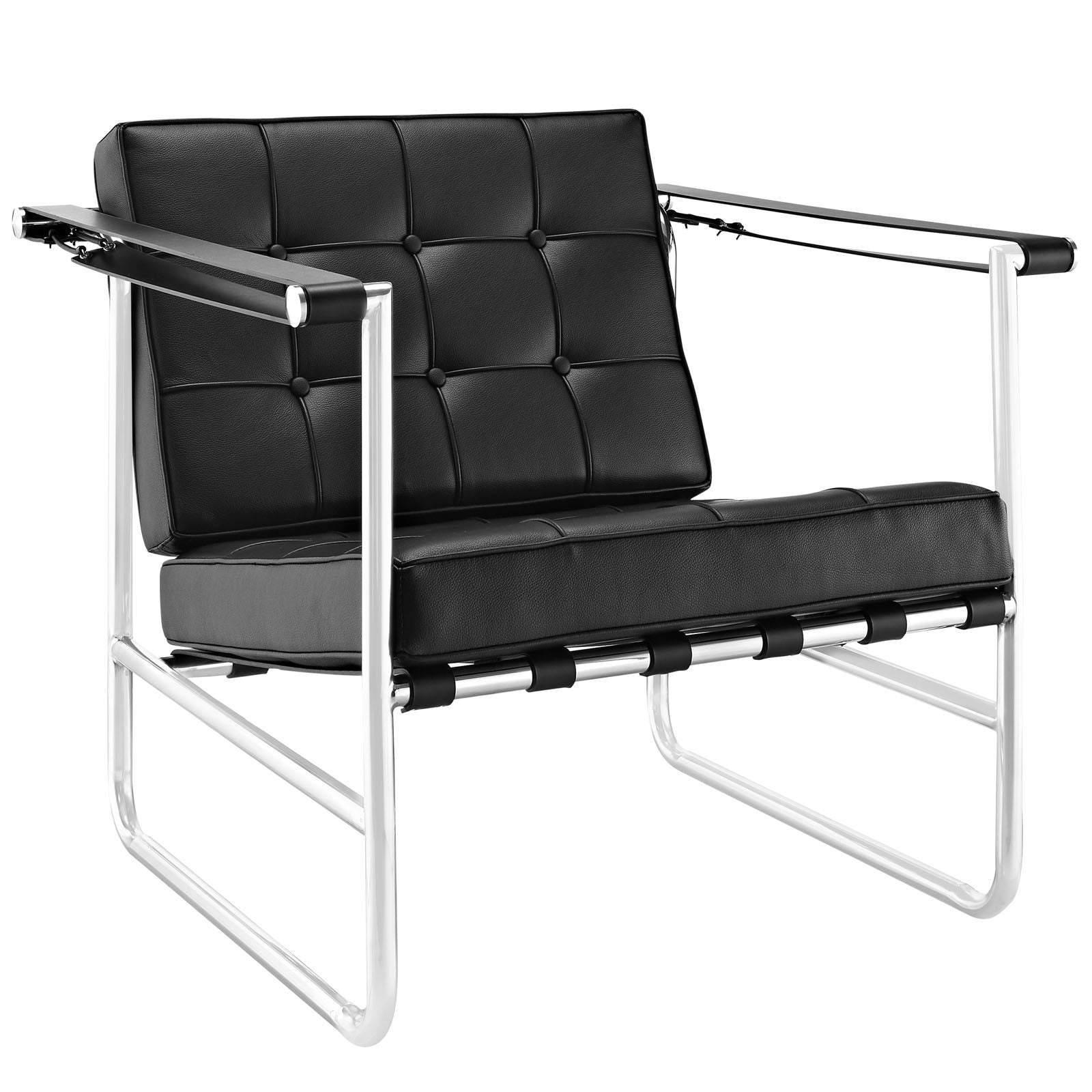 Pero Stainless Steel Lounge Chair Black