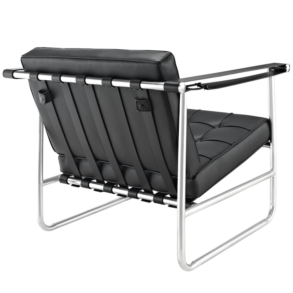 Pero Stainless Steel Lounge Chair Black