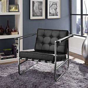 Pero Stainless Steel Lounge Chair Black