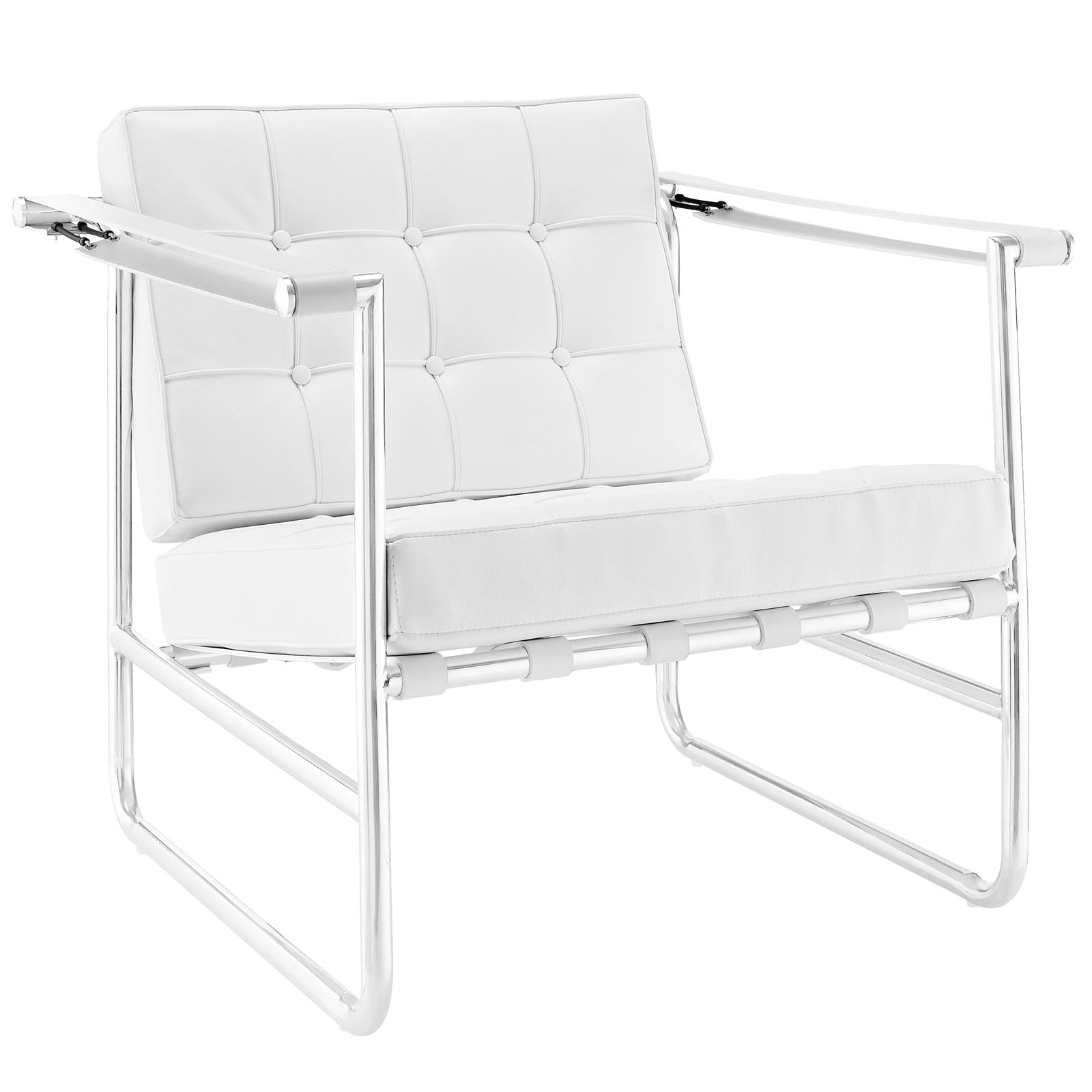 Pero Stainless Steel Lounge Chair White