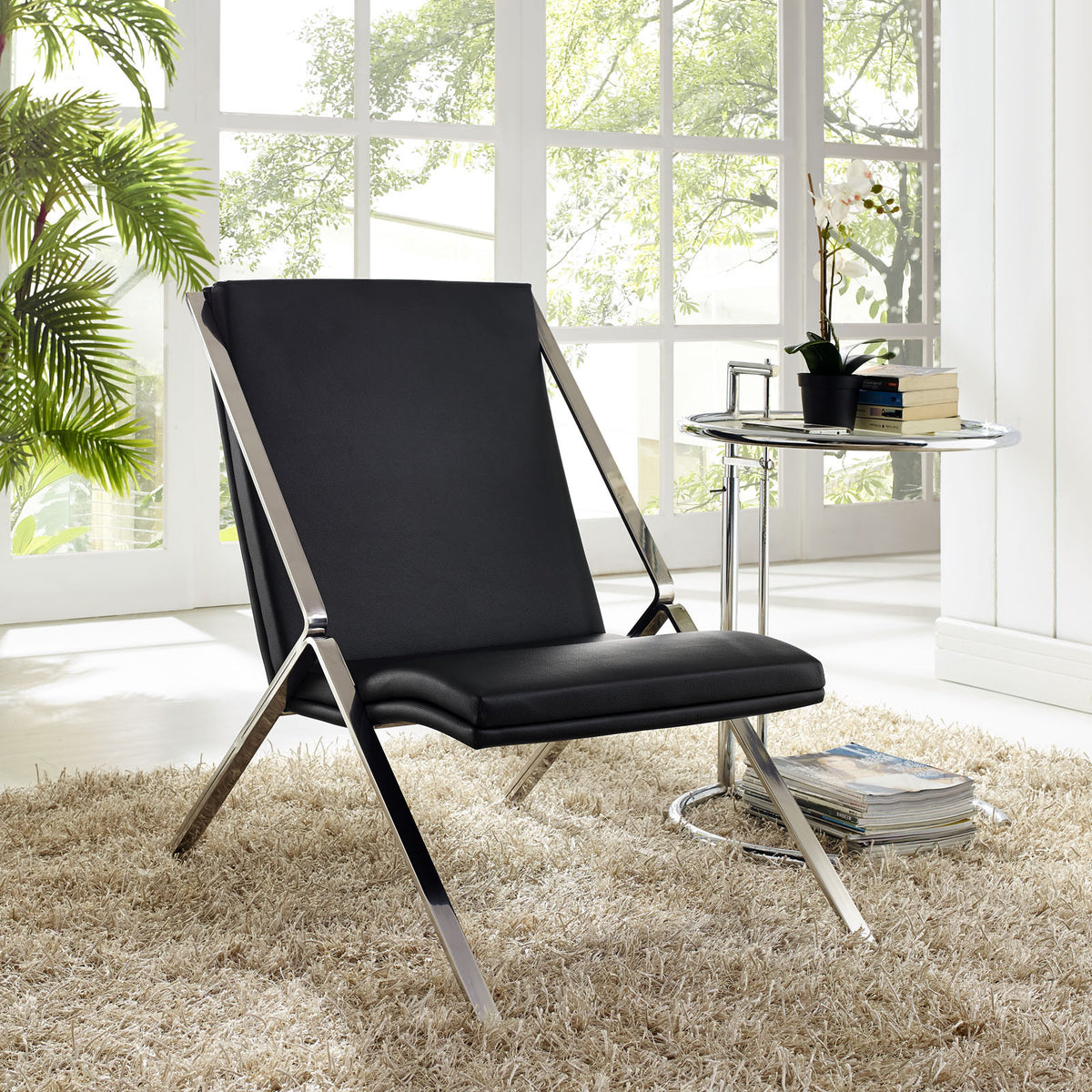 Swain Vinyl Lounge Chair Black
