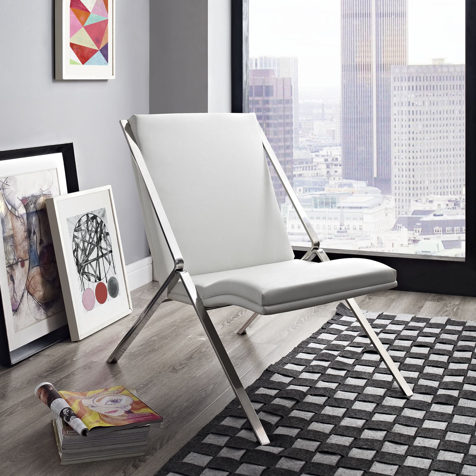 Swain Vinyl Lounge Chair White