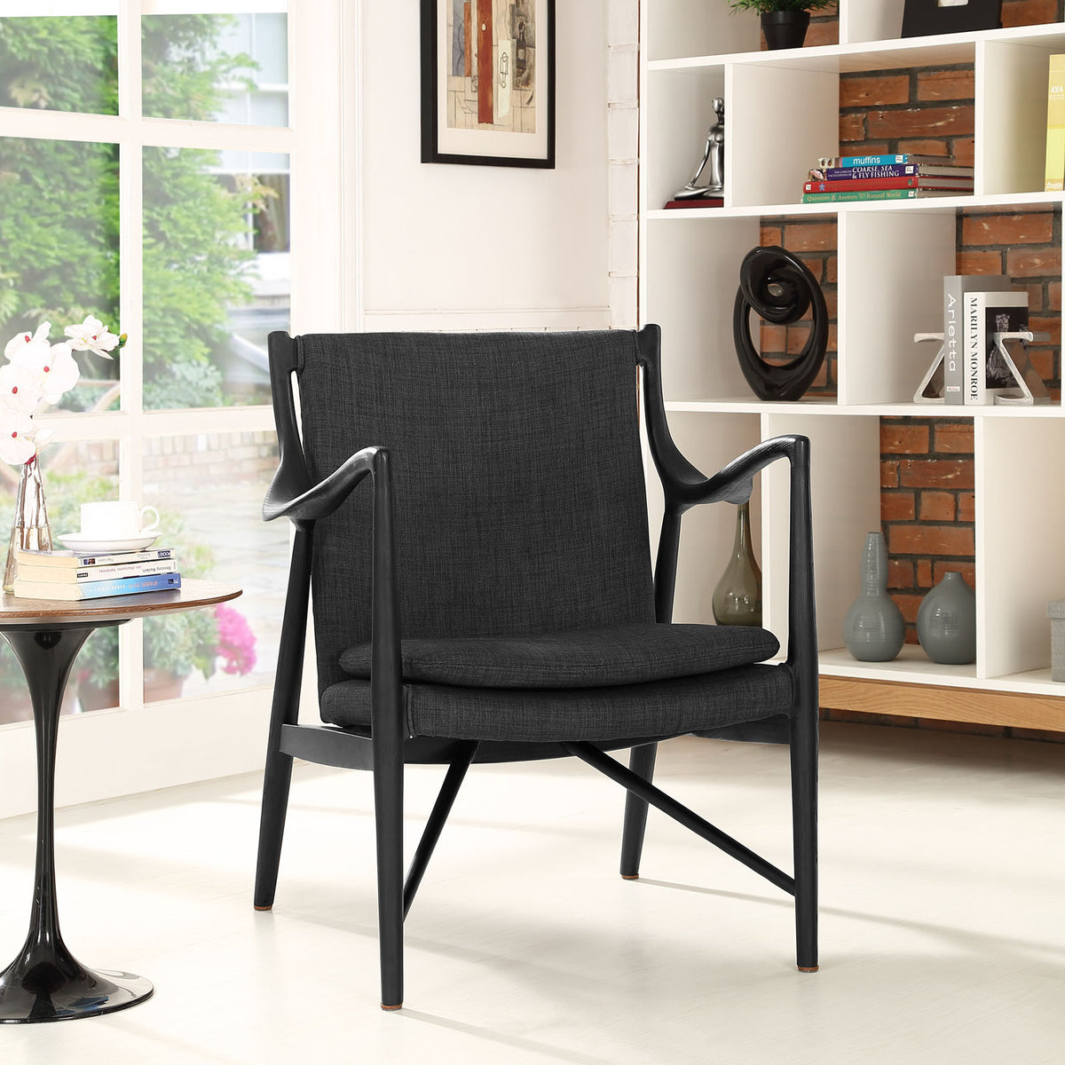 Minerva Upholstered Lounge Chair Black Gray