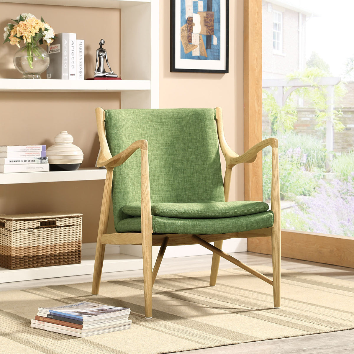 Minerva Upholstered Lounge Chair Natural Green