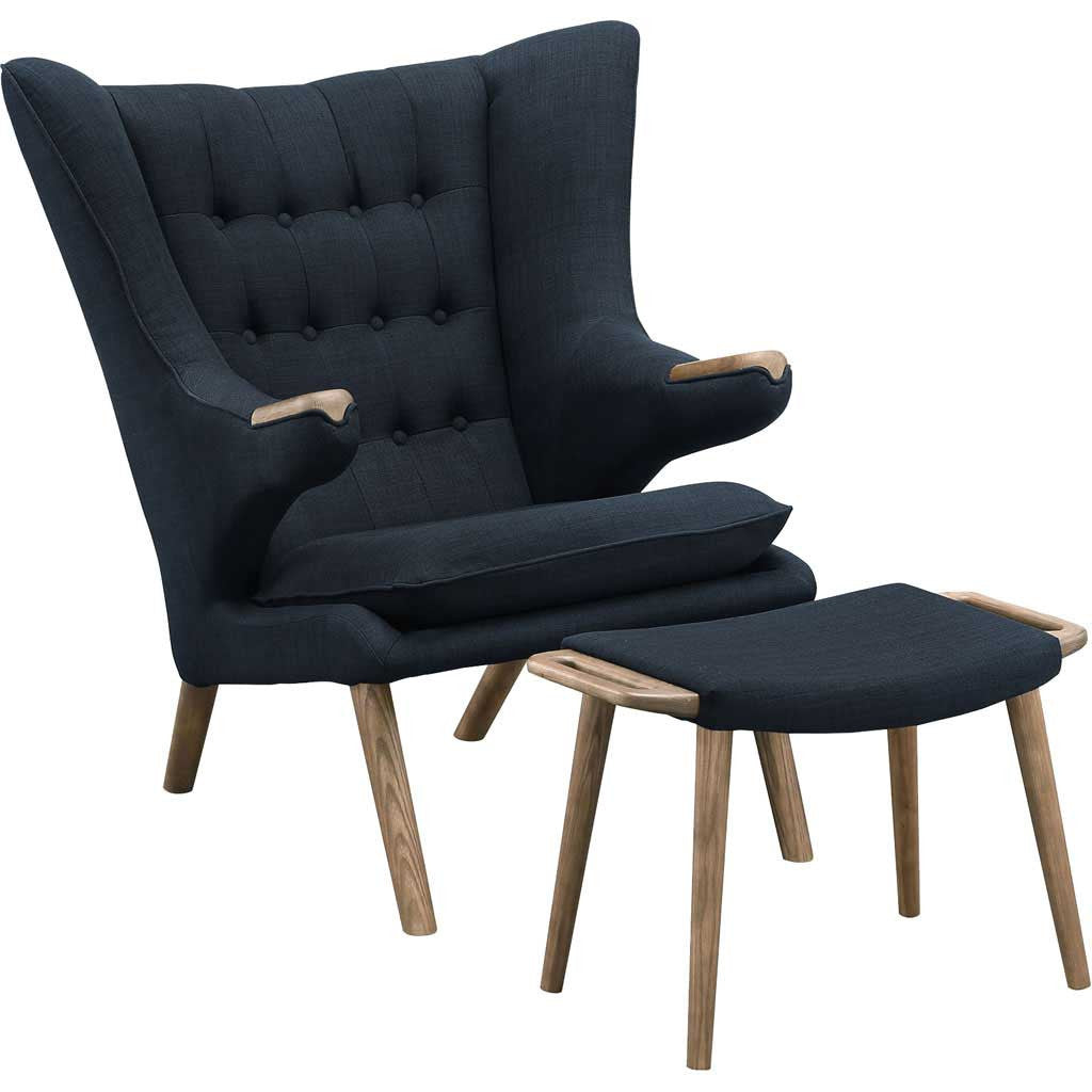 Berlin Lounge Chair and Ottoman Black