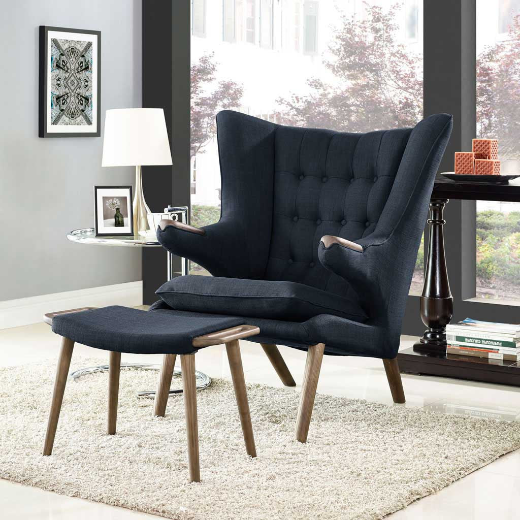 Berlin Lounge Chair and Ottoman Black