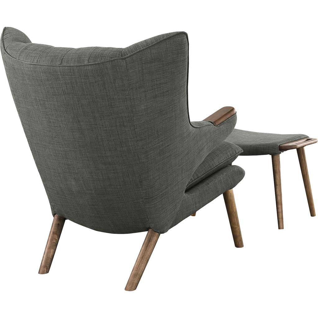 Berlin Lounge Chair and Ottoman Gray