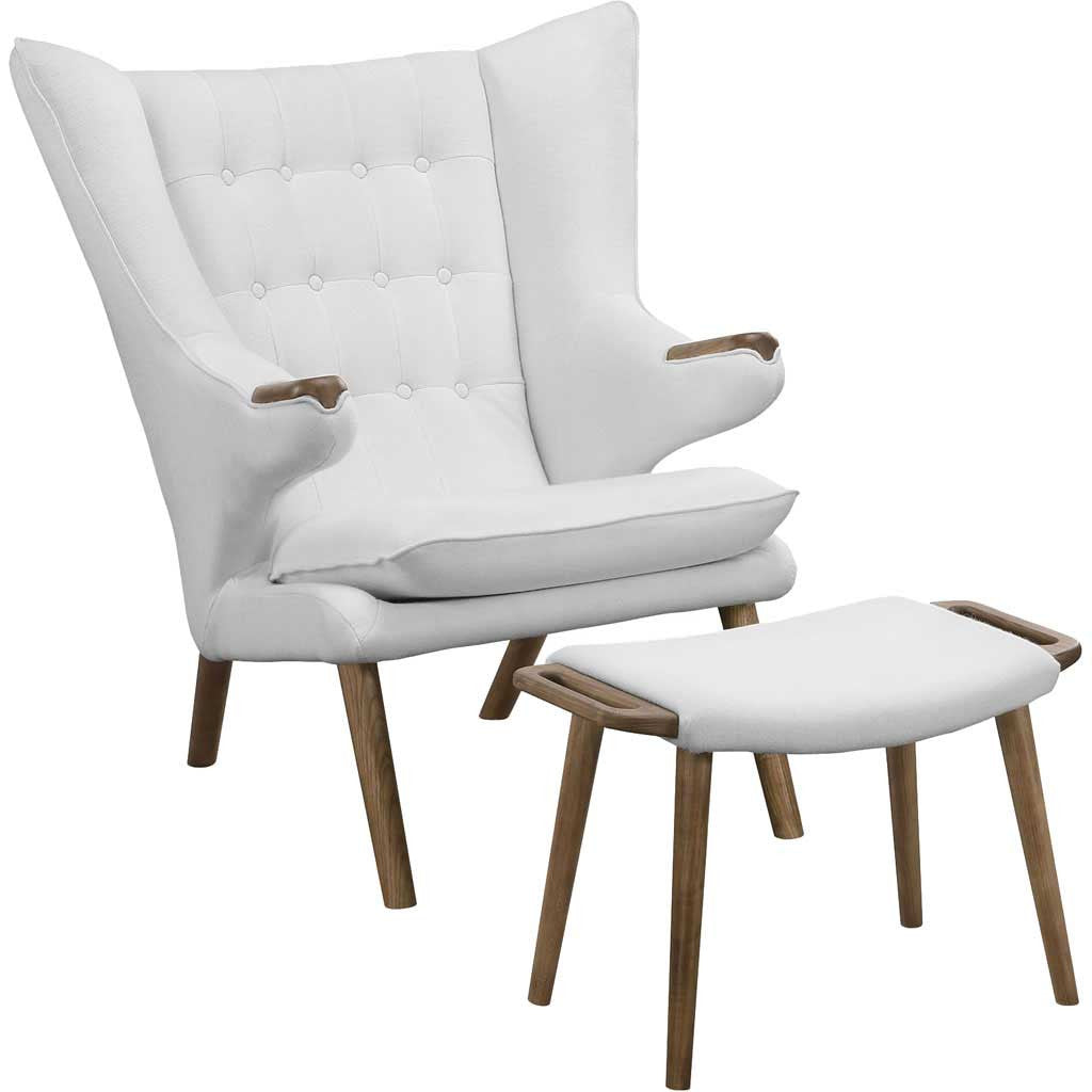 Berlin Lounge Chair and Ottoman White