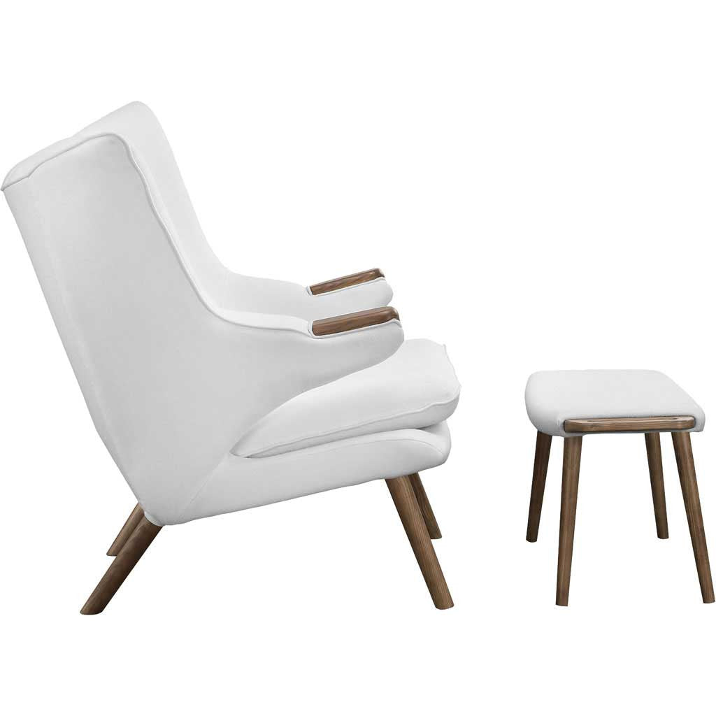 Berlin Lounge Chair and Ottoman White