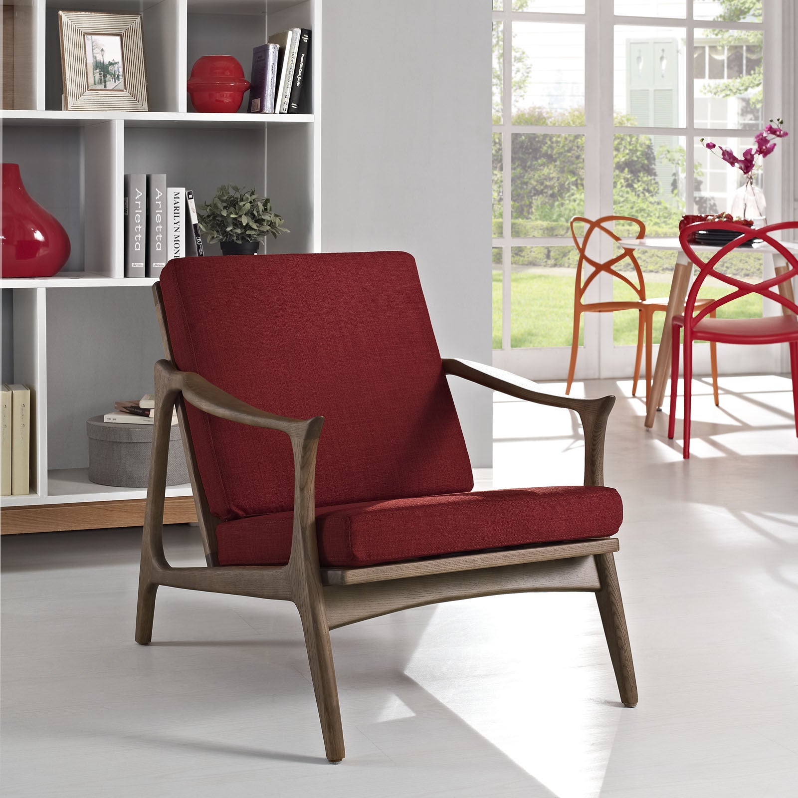 Pacific Armchair Walnut Red