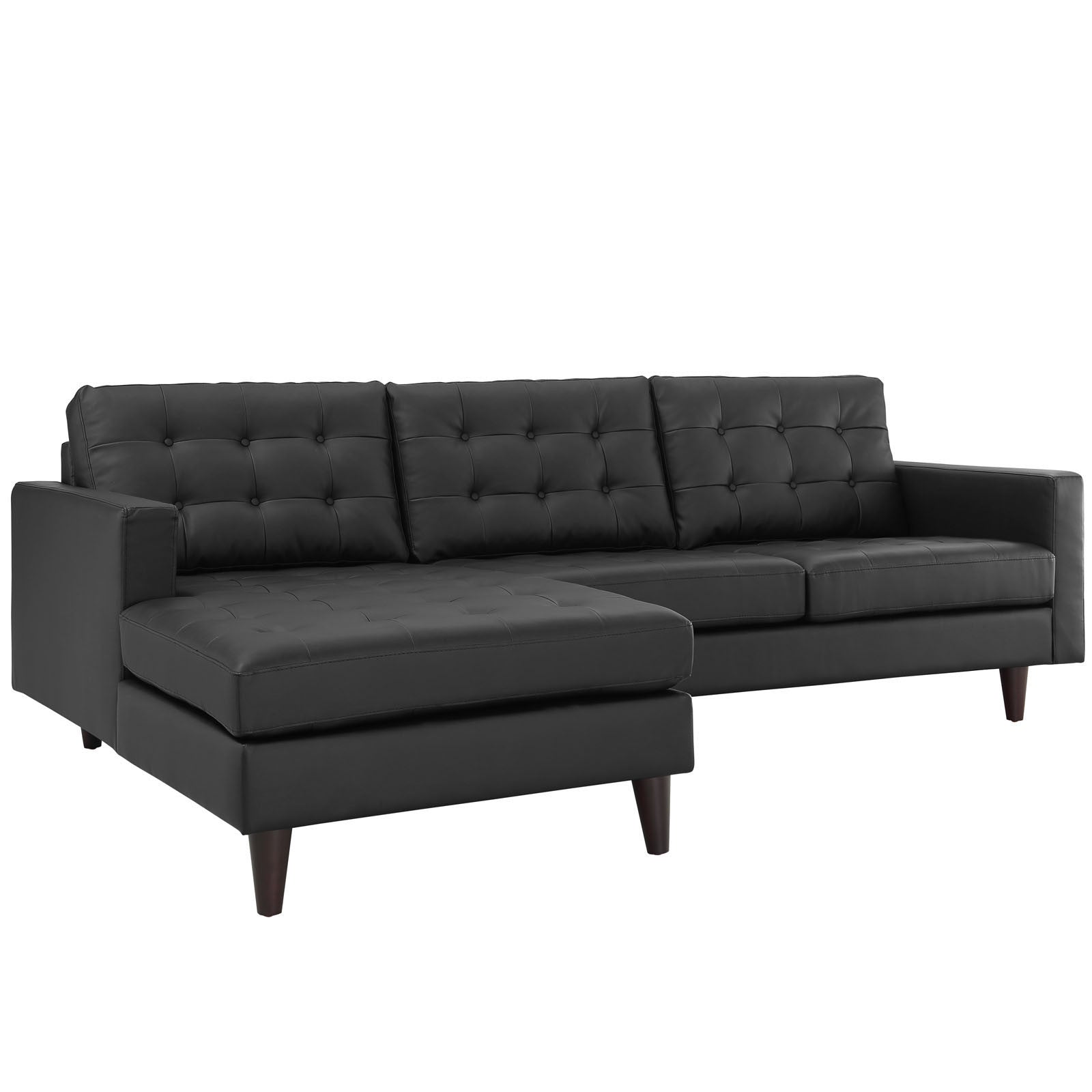Era Leather Sectional Sofa Black