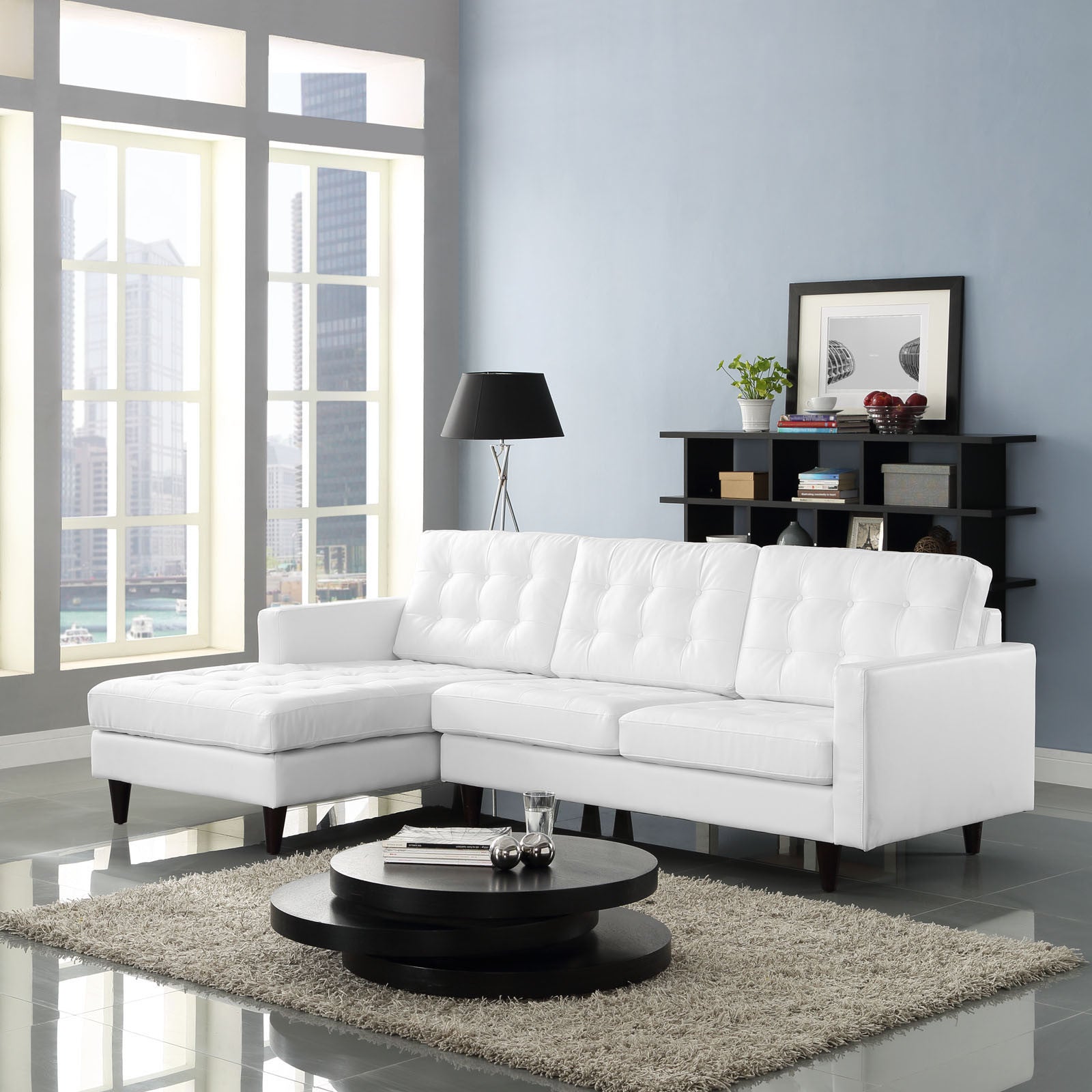 Era Leather Sectional Sofa White