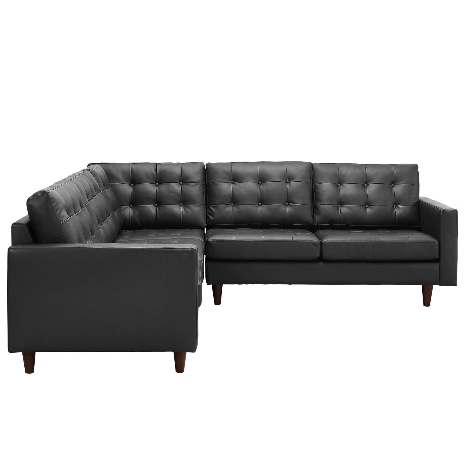 Era L-Shaped Leather Sectional Sofa Black