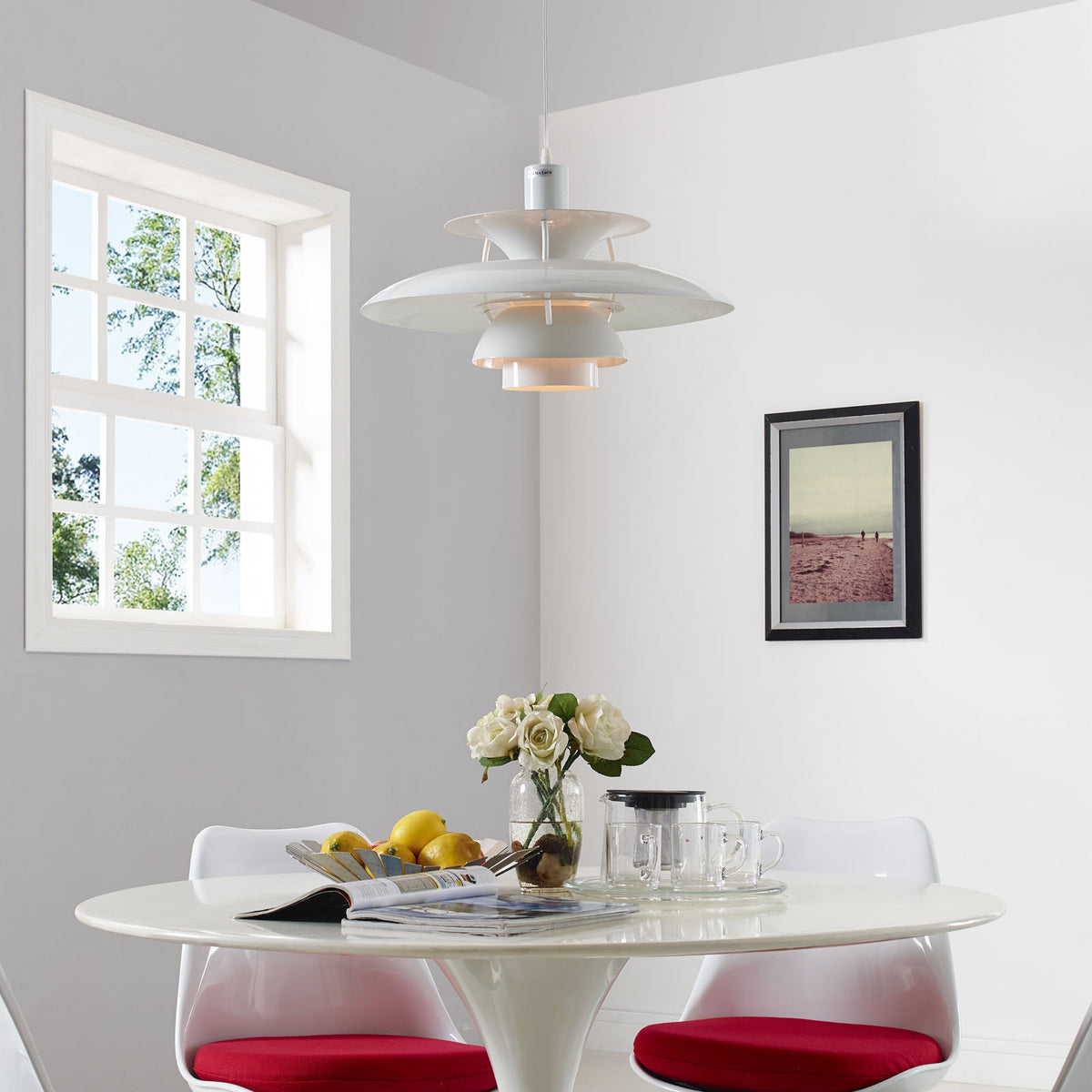 Render 19" Stainless Steel Chandelier White