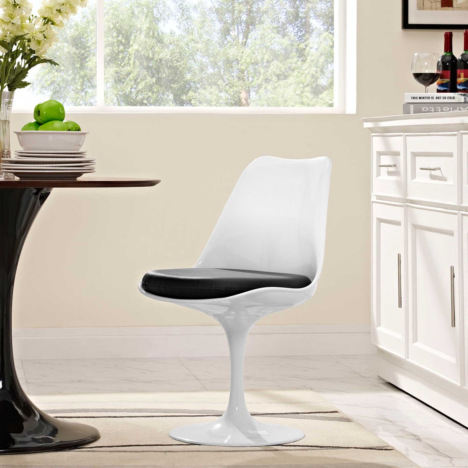 Lore Dining Vinyl Side Chair Black