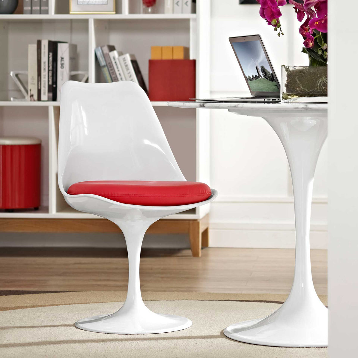 Lore Dining Vinyl Side Chair Red