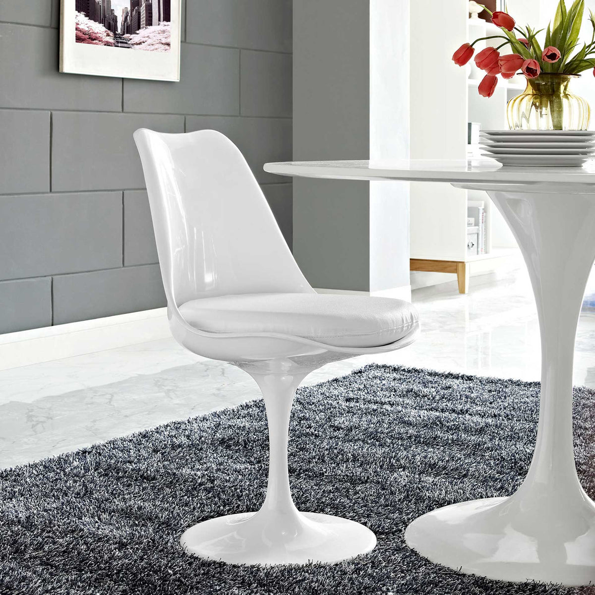 Lore Dining Vinyl Side Chair White