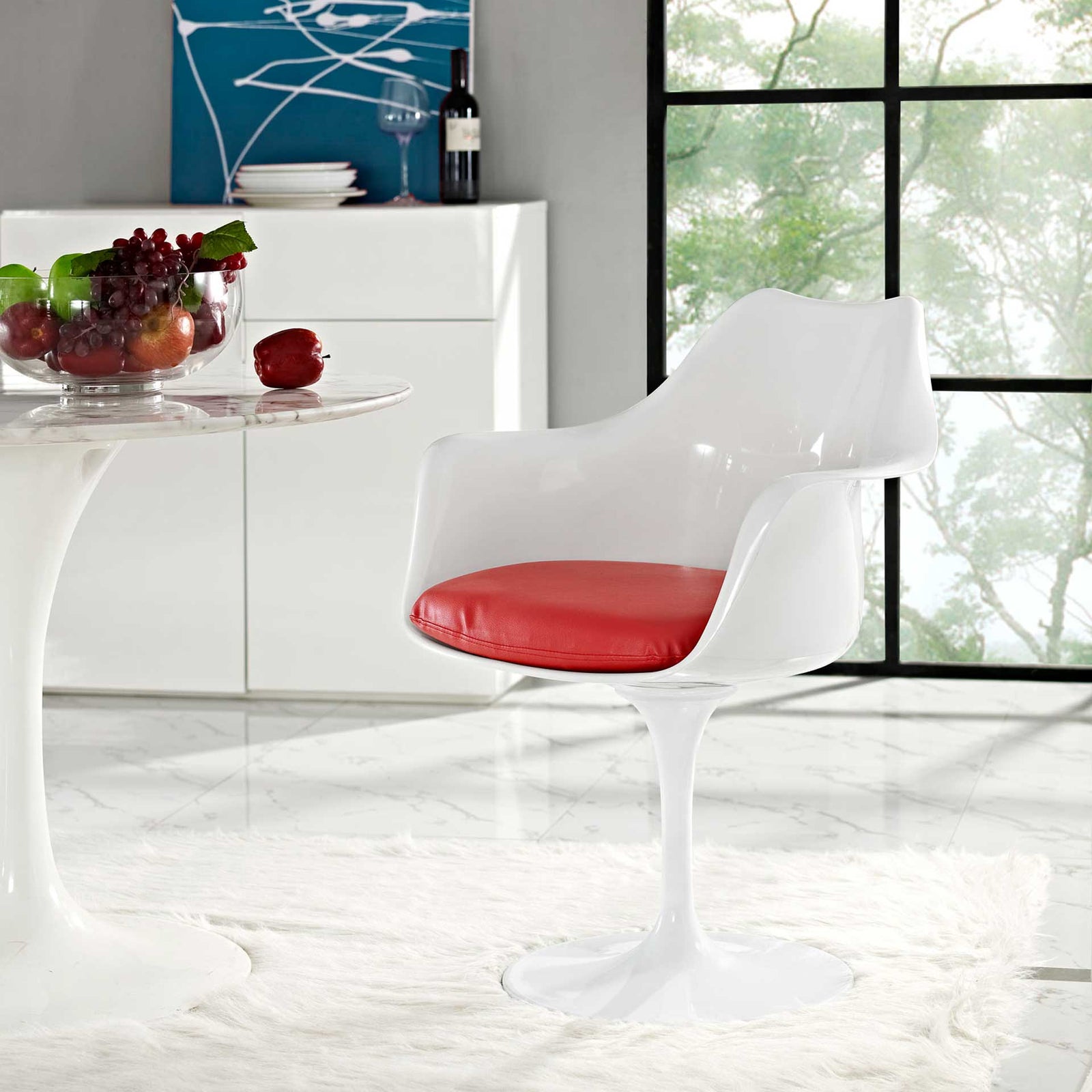 Lore Dining Vinyl Armchair Red