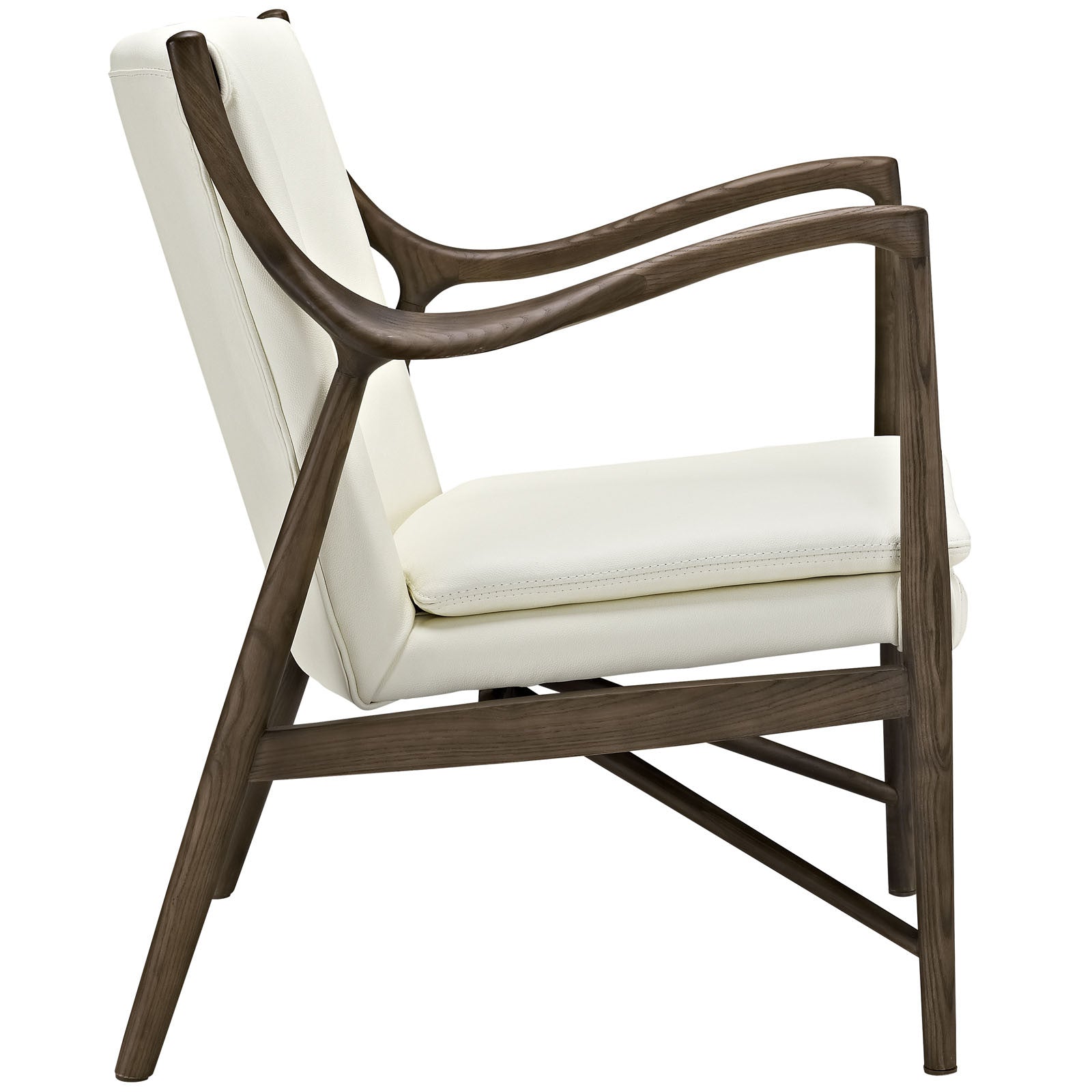 Minerva Leather Lounge Chair Walnut Cream