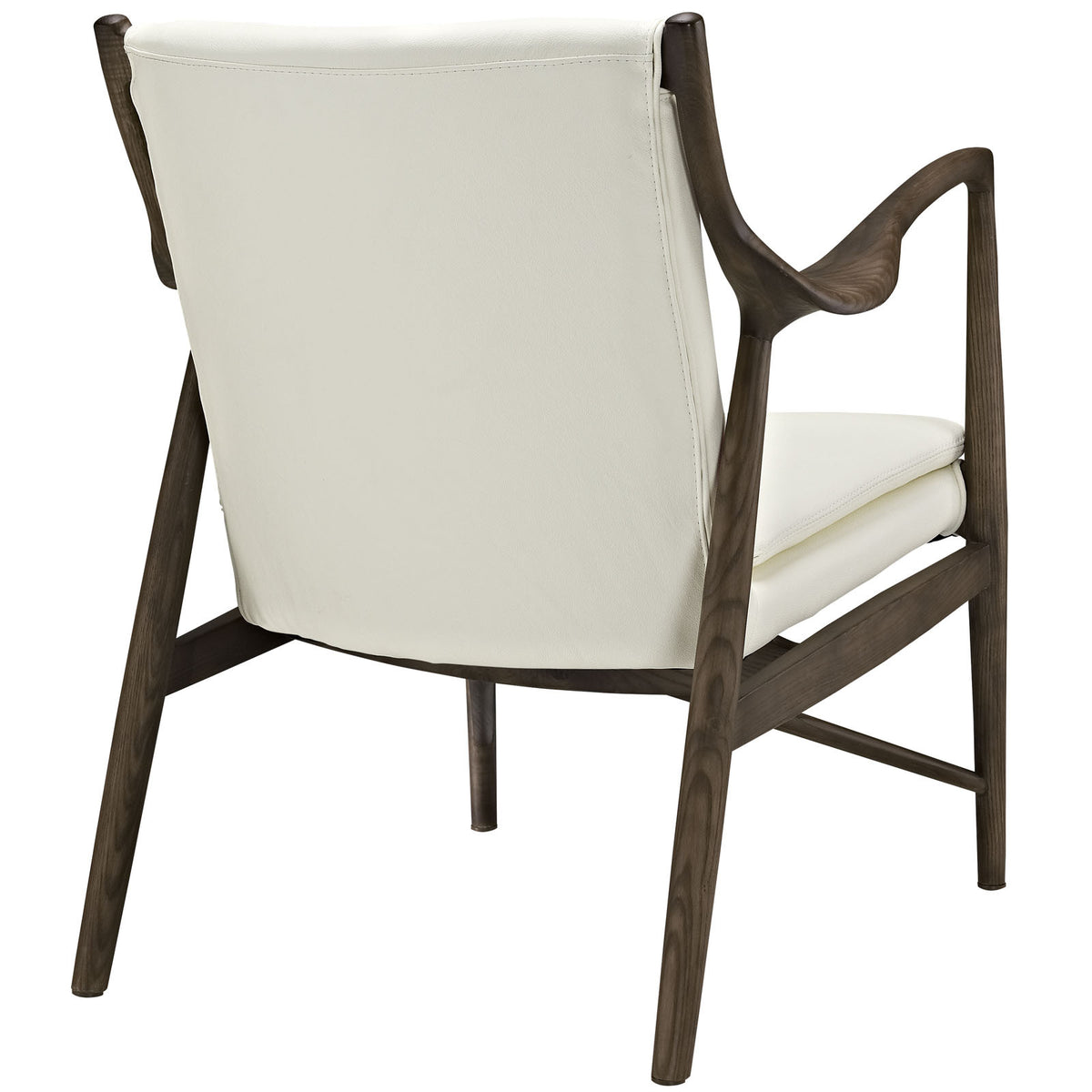 Minerva Leather Lounge Chair Walnut Cream