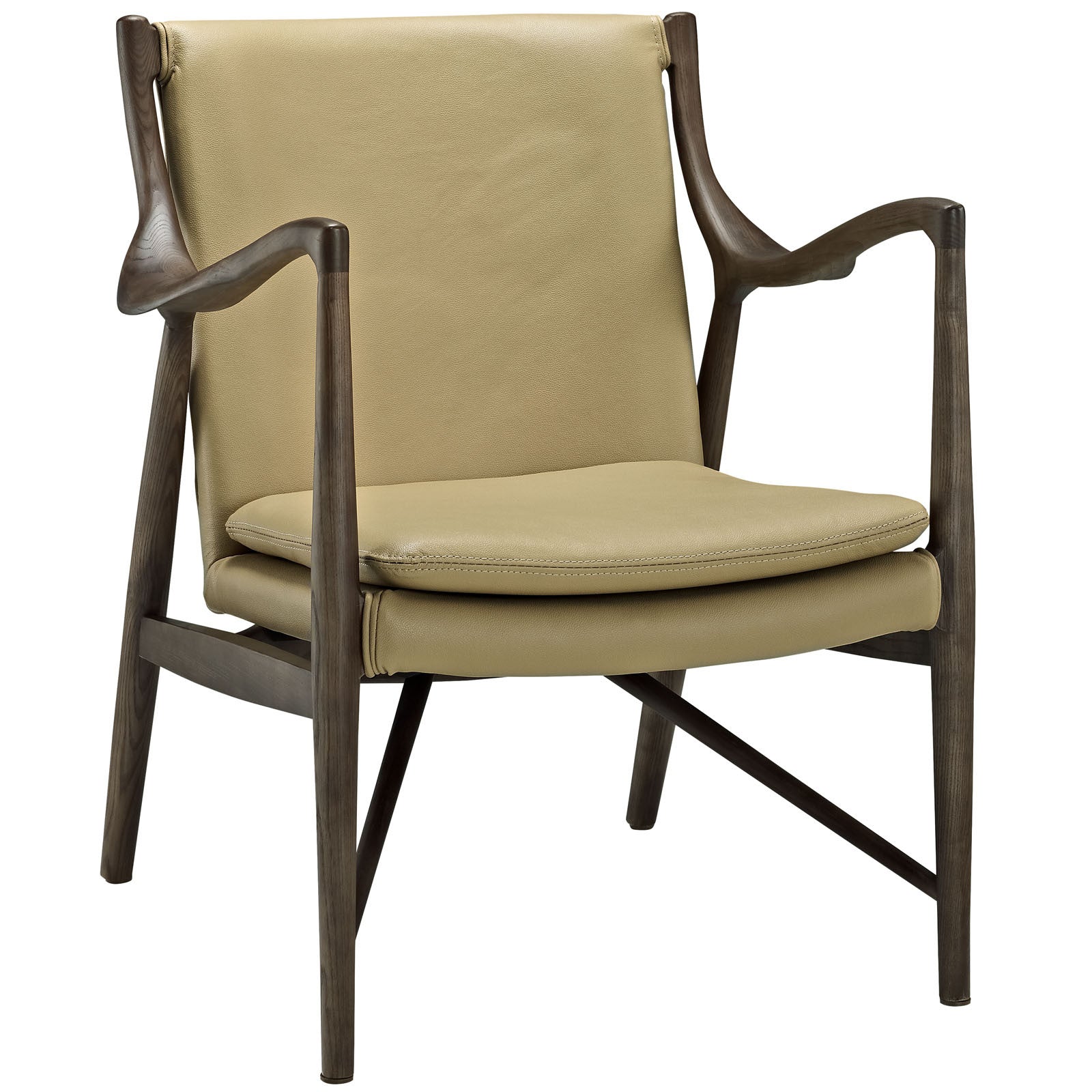 Minerva Leather Lounge Chair Walnut Tan