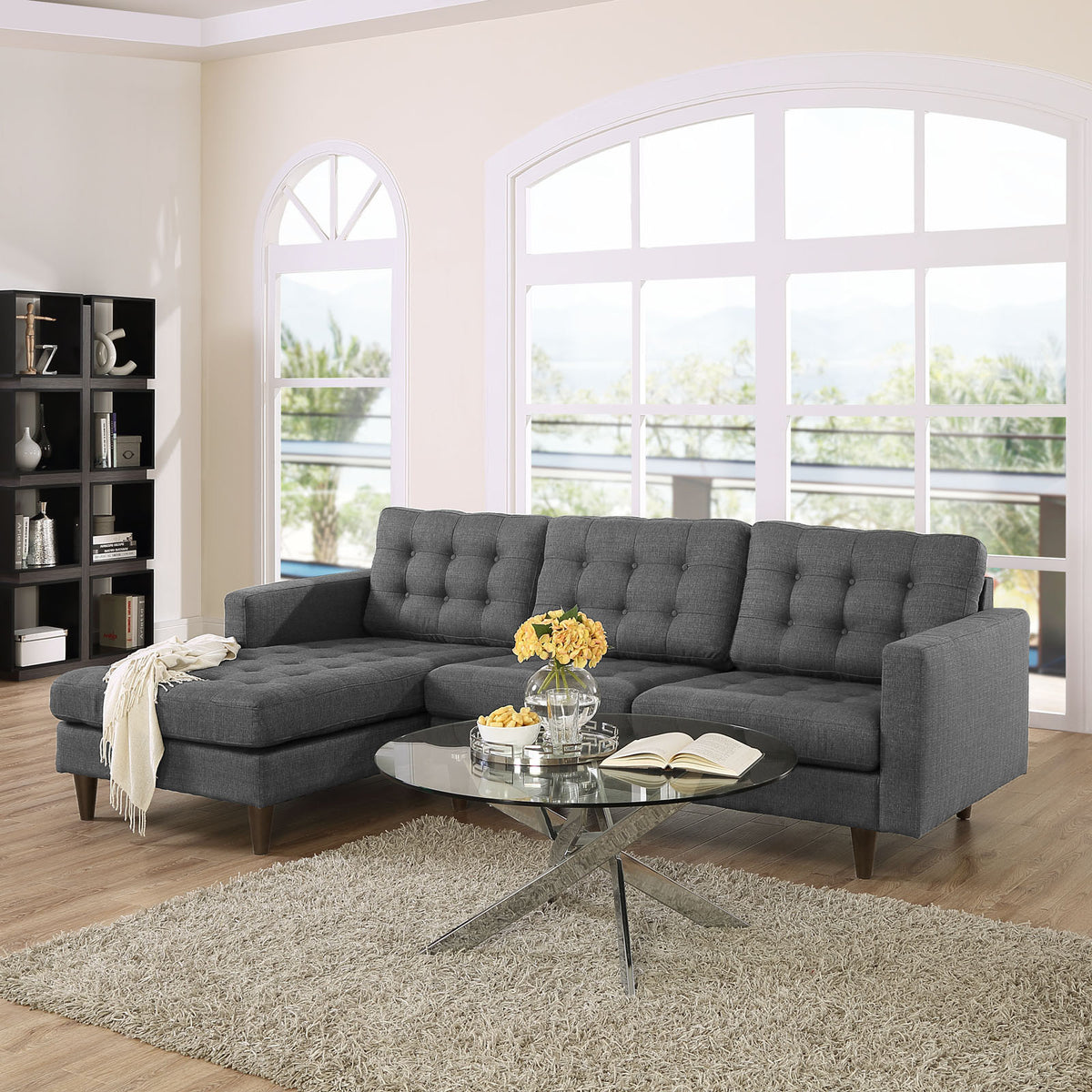 Era Upholstered Sectional Sofa Gray