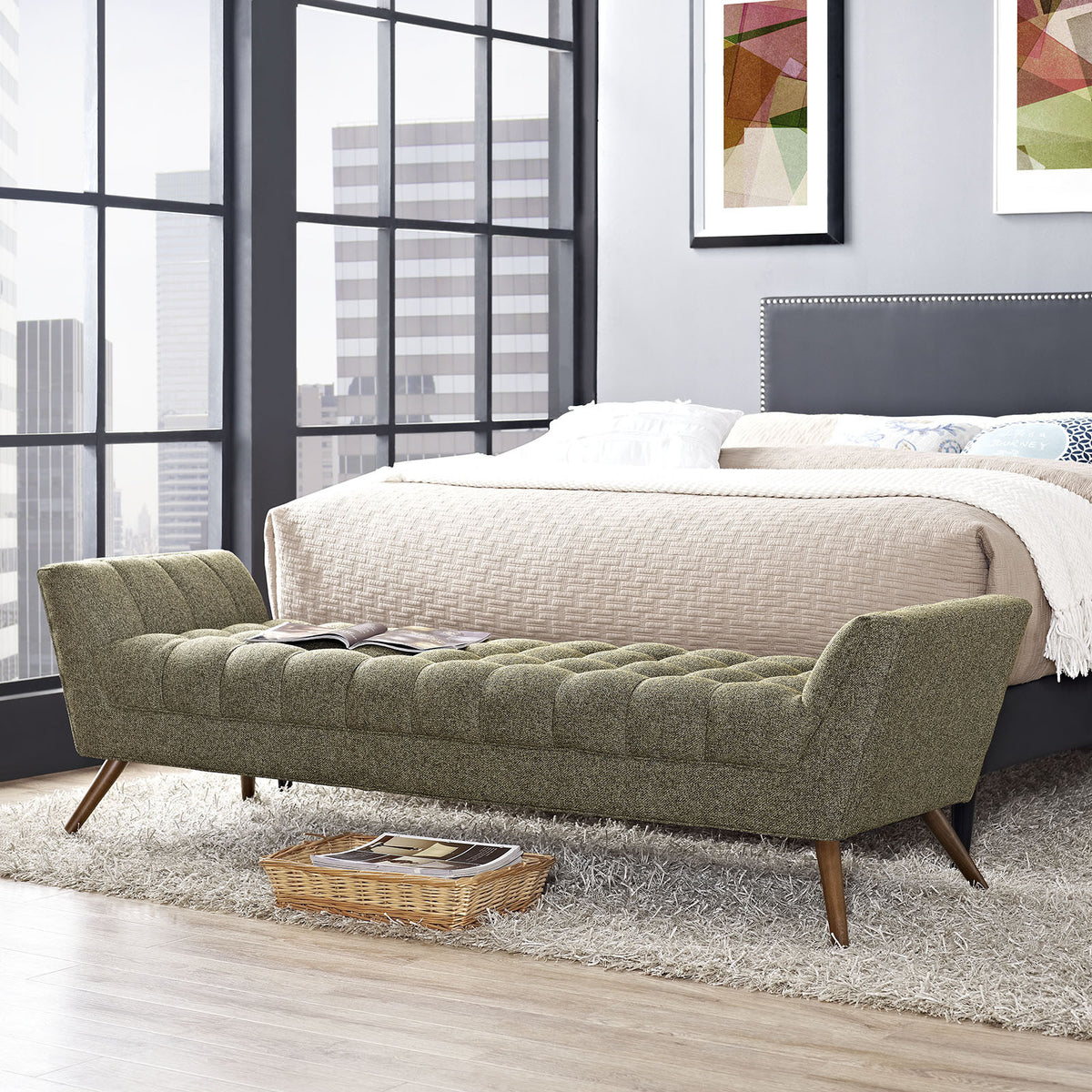 Reborn Fabric Bench Oatmeal