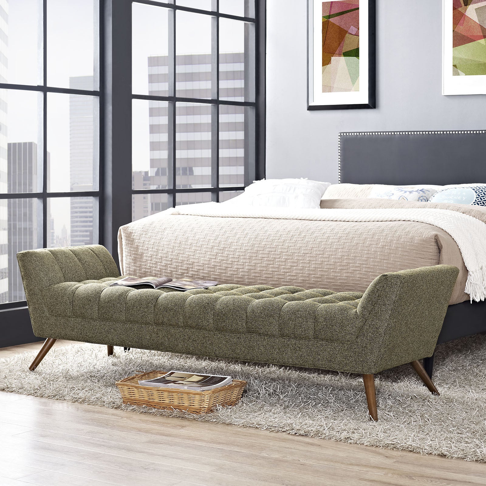 Reborn Fabric Bench Oatmeal