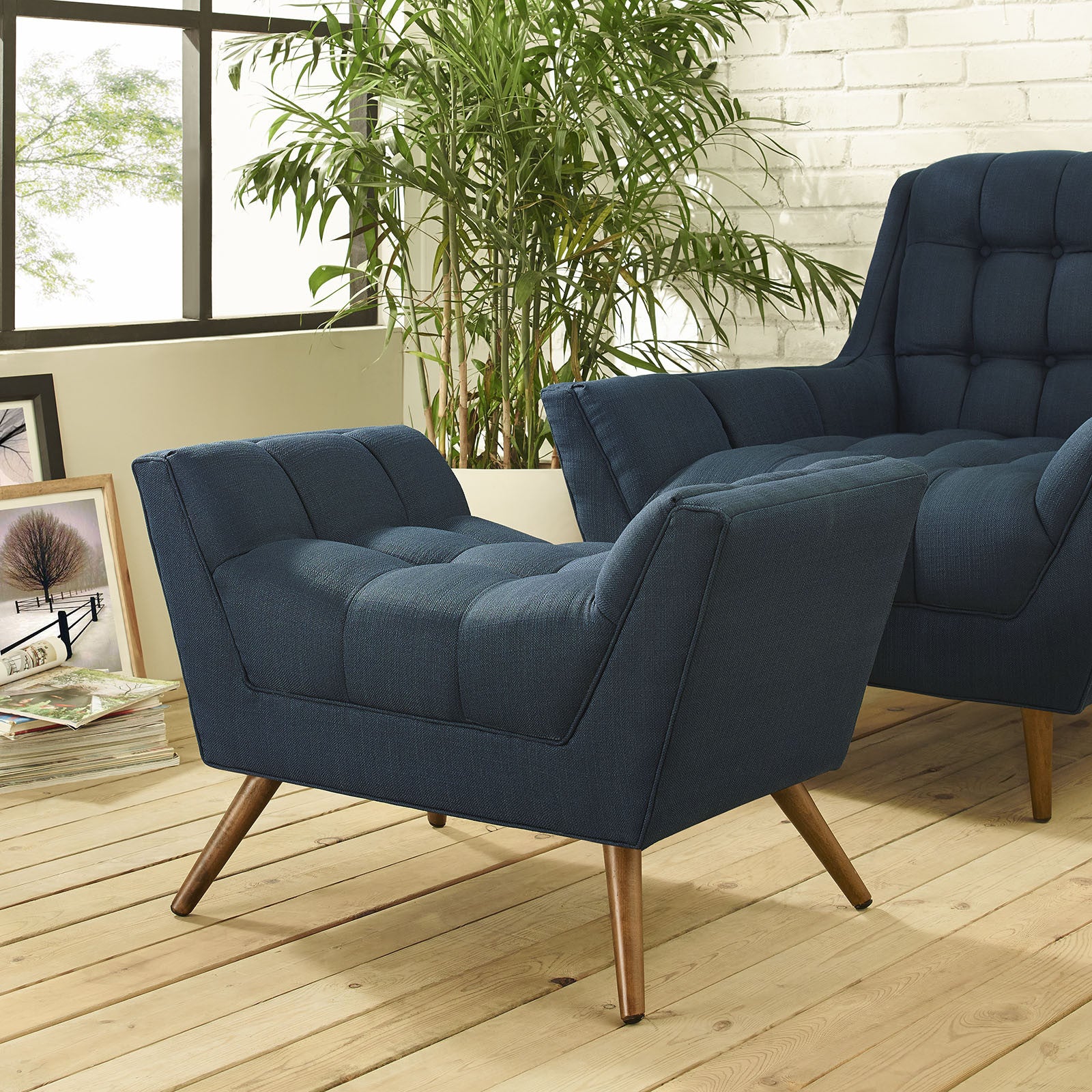 Reborn Fabric Short Ottoman Azure