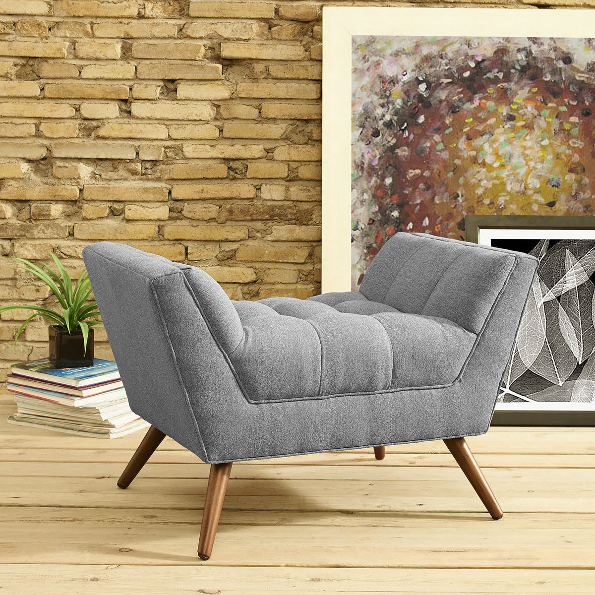 Reborn Fabric Short Ottoman Expectation Gray