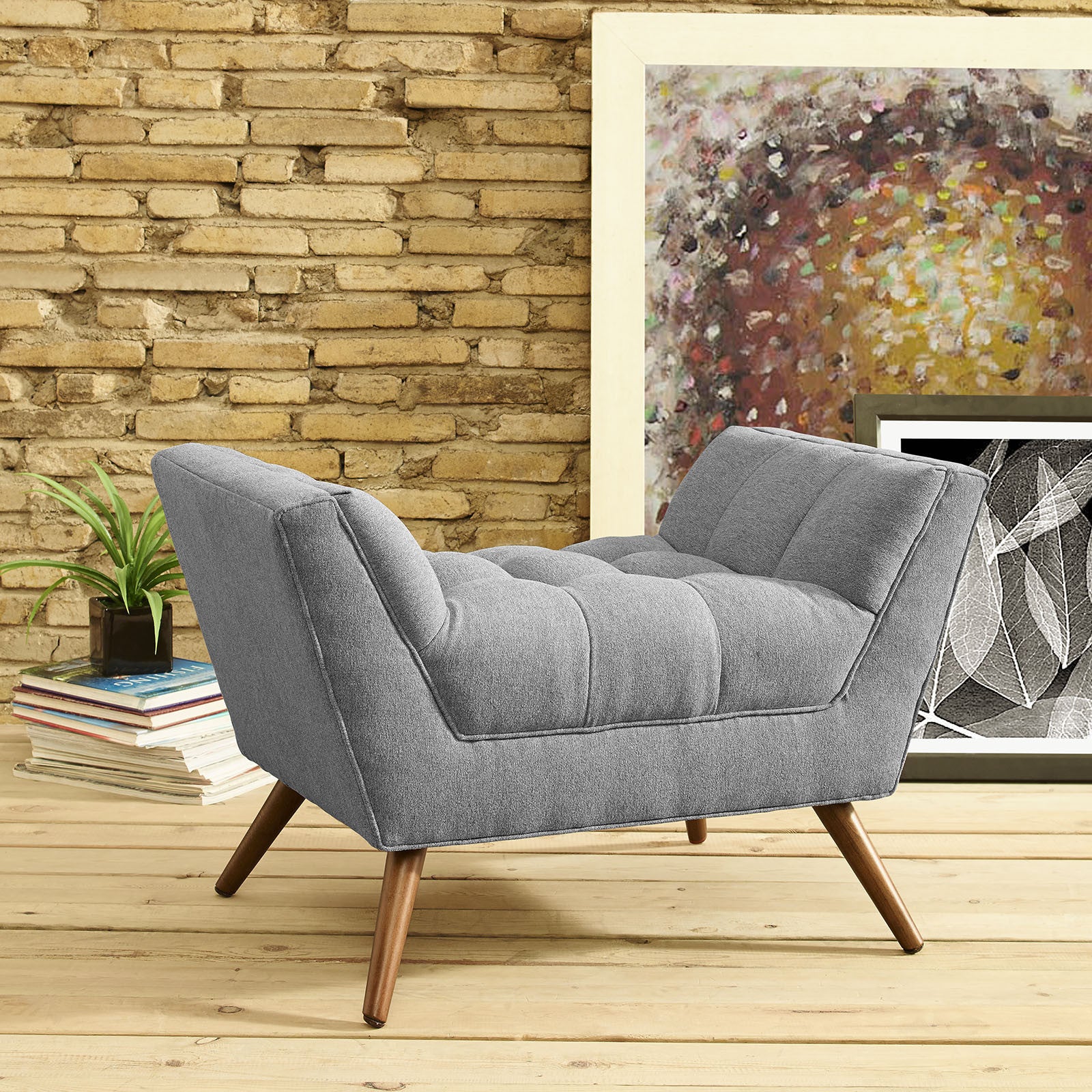 Reborn Fabric Short Ottoman Expectation Gray