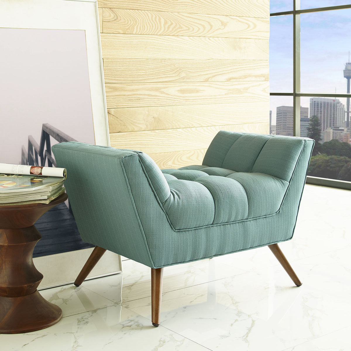 Reborn Fabric Short Ottoman Laguna