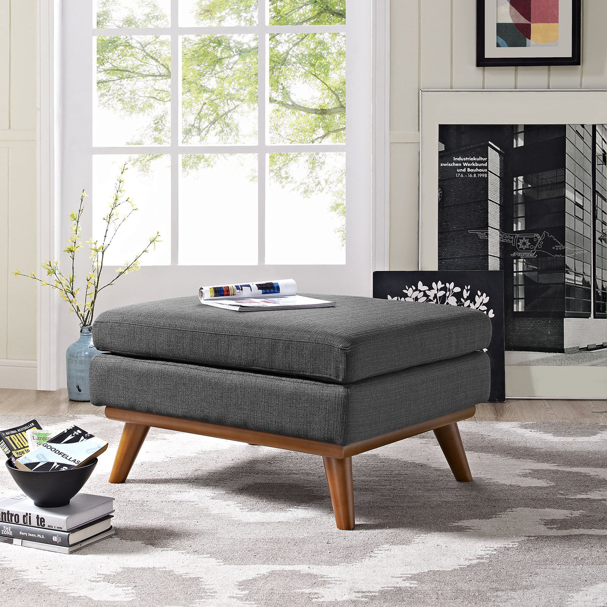 Emory Fabric Ottoman Gray
