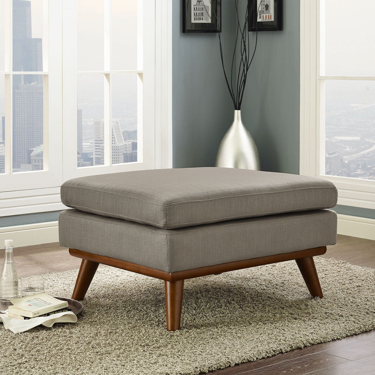 Emory Fabric Ottoman Granite